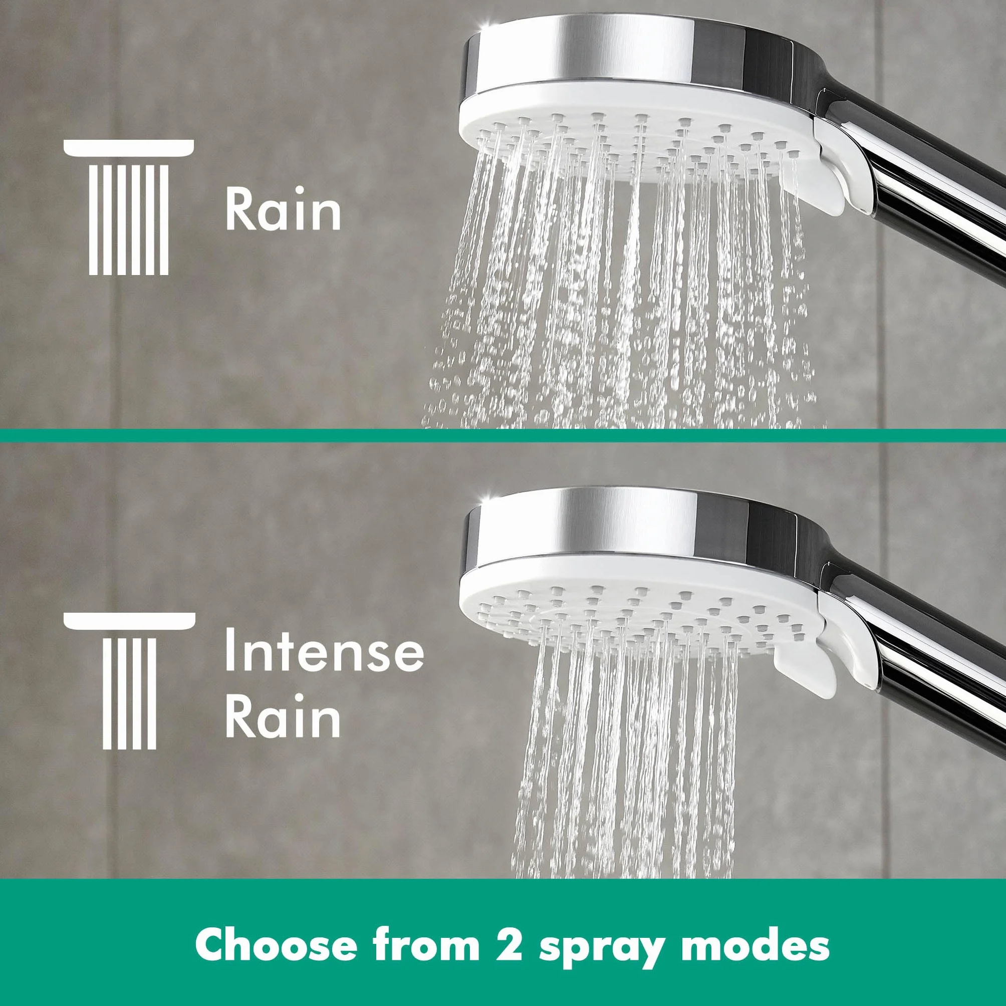 hansgrohe Crometta E - oszczędzający wodę komplet prysznicowy (EcoSmart) z termostatem, zestaw prysznicowy z główką prysznicowa, wąż, szyna i deszczownica kwadratowa (240x240mm), chrom, 27281000