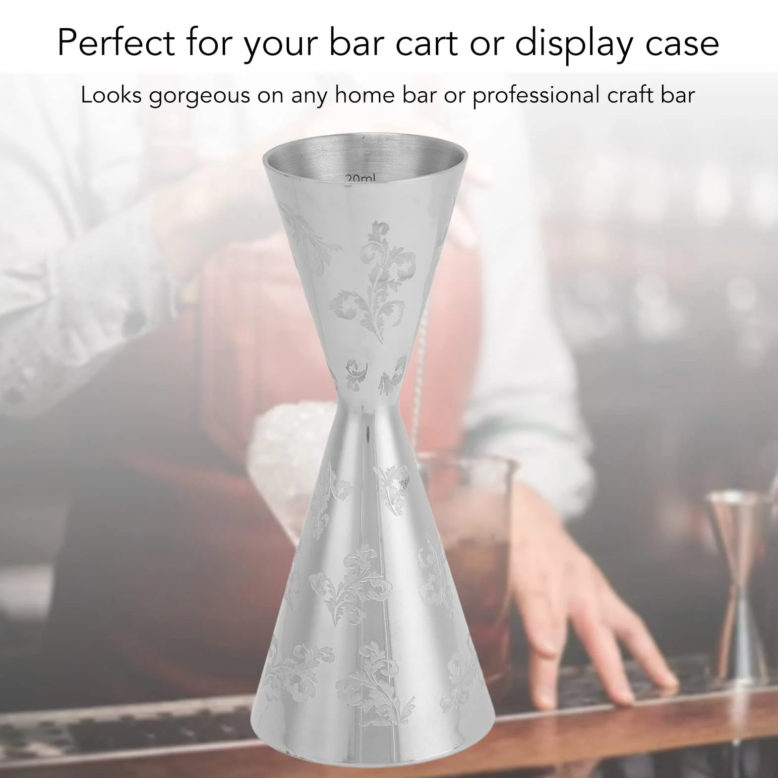 Koktajl z miarką, Jigger Bar Jigger Kubek Barista Podwójna głowa Dozowniki koktajlowe ze stali nierdzewnej z paskami ze stali nierdzewnej do baru (Large)