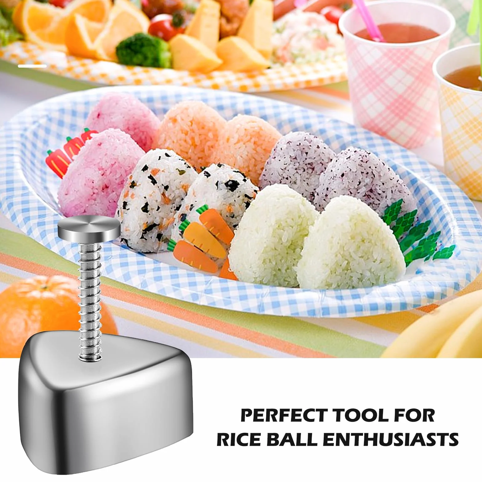 Nizirioo 2 sztuki foremek do sushi, trójkątny kształt, kulka, stal nierdzewna