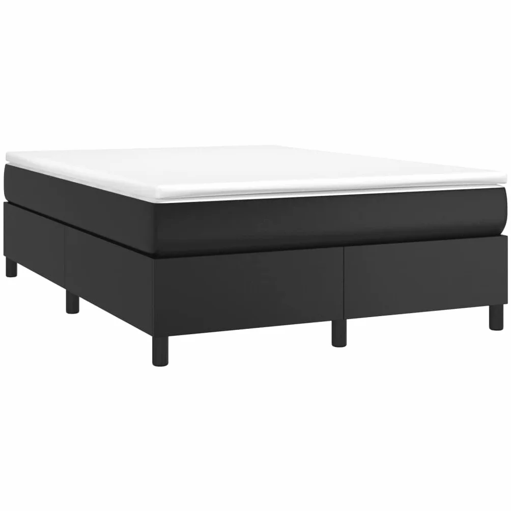 vidaXL Łóżko kontynentalne, czarne, obite sztuczną skórą, 140x190 cm, łóżko, podwójne łóżko, łóżko dwuosobowe, łóżka, podwójne łóżka, łóżka dwuosobowe