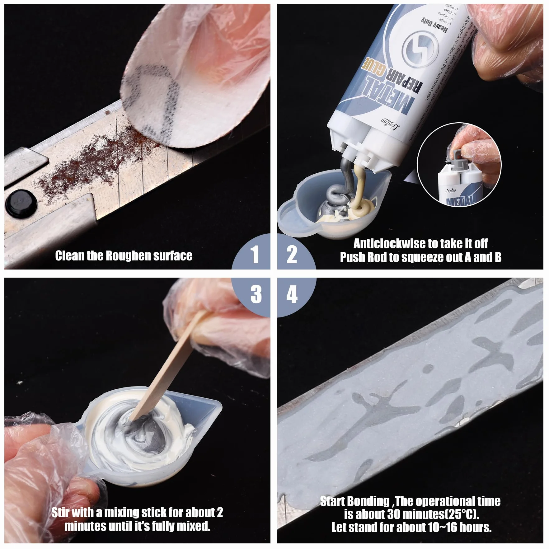 Klej do metalu – 100 ml, 2 elementy kleju spawalniczego do naprawy pęknięć metali, ceramiki, tworzyw sztucznych, stopów metali – uniwersalny klej bardzo mocny, wodoodporny, odporny na wysokie