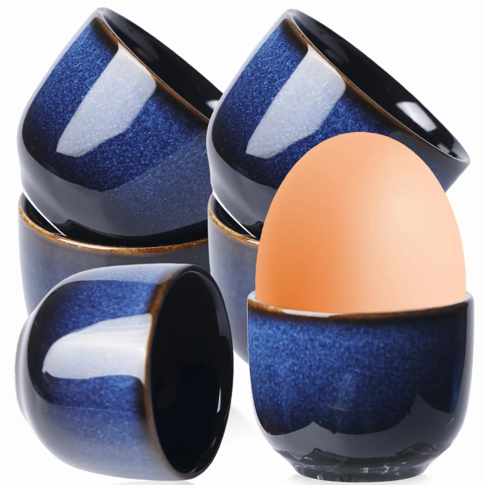 GOMETY Zestaw 6 kieliszków do jajek, porcelany, ceramiczne, do mycia w zmywarce, porcelanowe uchwyty na jajka na każdy stół śniadaniowy, zestaw twardych sake z ceramiki
