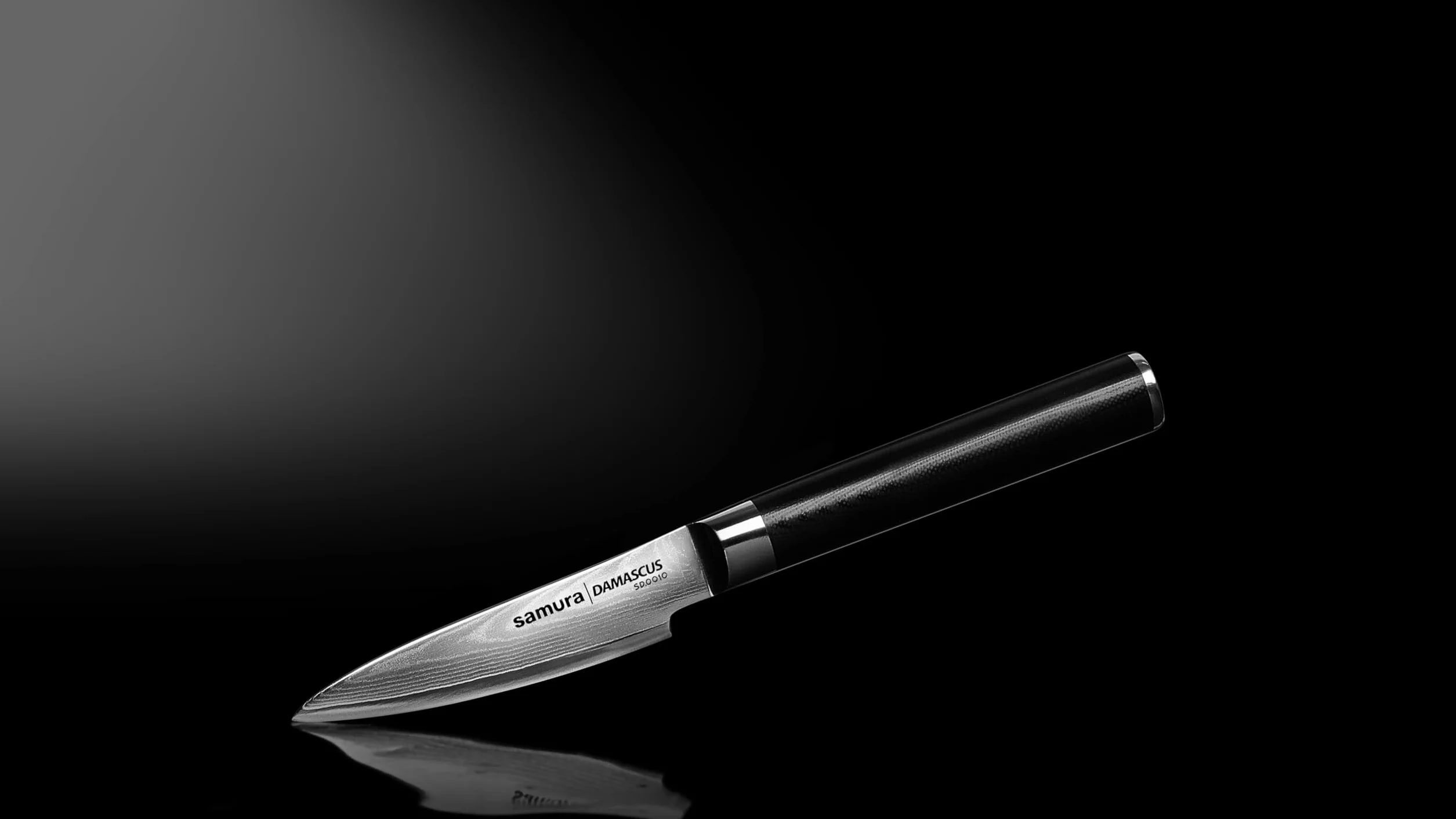 Samura Damascus Gemüsemesser, 67 Lagen Damaststahl, ultra-scharf, klein, 9 cm Klinge, ergonomischer G10 Carbon Handgriff, Schälmesser, Küchenmesser, Kochmesser