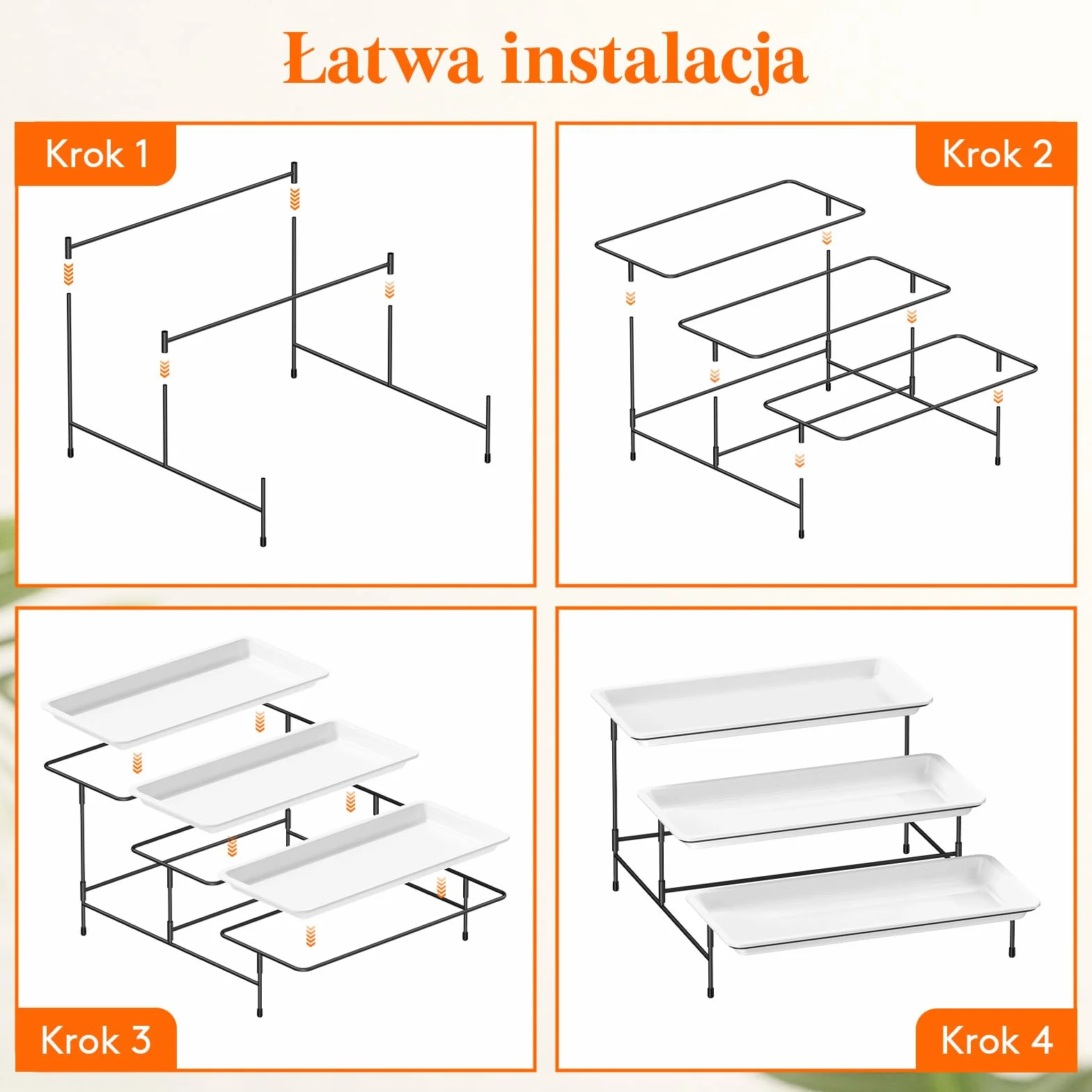 Lifewit 3-poziomowa taca do serwowania na przyjęcia, 36 × 17 cm tace do żywności, tace wielokrotnego użytku ze składanym stabilnym metalowym stojakiem na warzywa, owoce, ciastka, deser, czarny