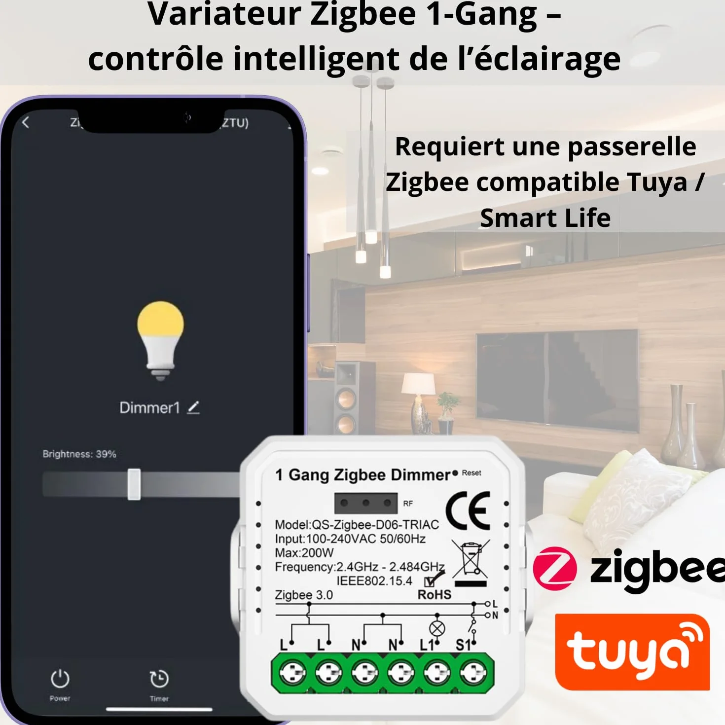 Dimmer ściemniacz 1 kanał TUYA Zigbee MINI V3 sterownik oświetlenia