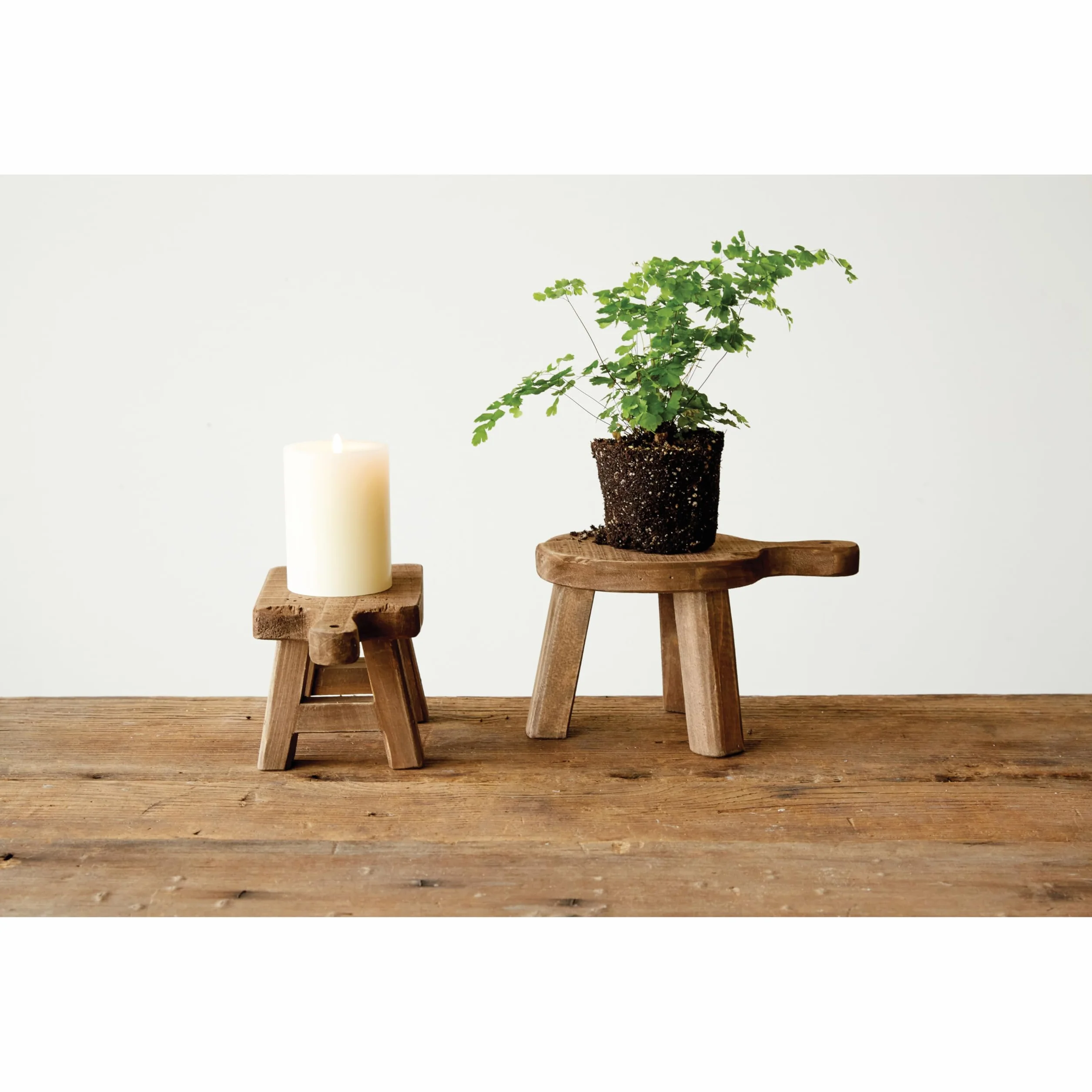 Creative Co-op Drewniany cokół z uchwytem naturalny kwadratowy