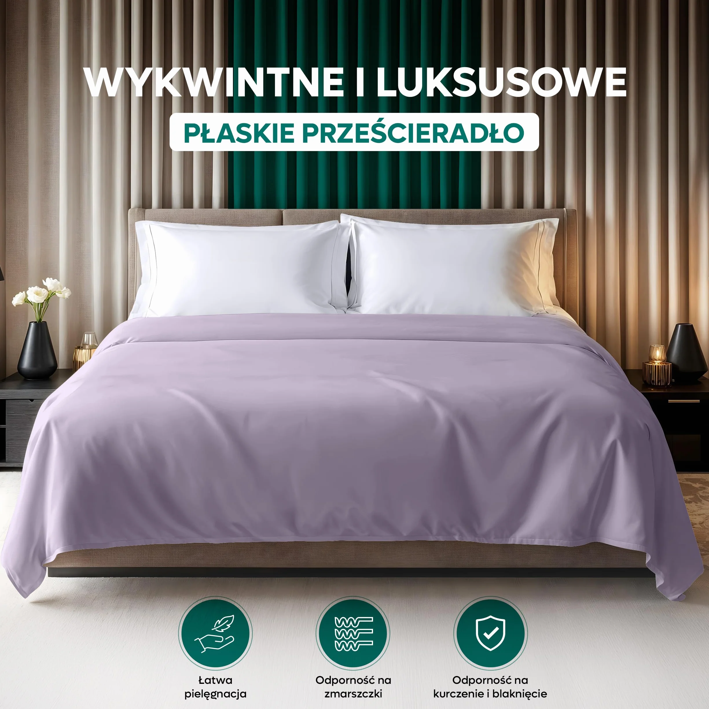 Utopia Bedding - Płaskie Prześcieradło Podwójne (225 x 255 cm, Lawendowy) - Soft Brushed Microfiber Fabric - dla rozmiaru łóżka 135 x 190 cm