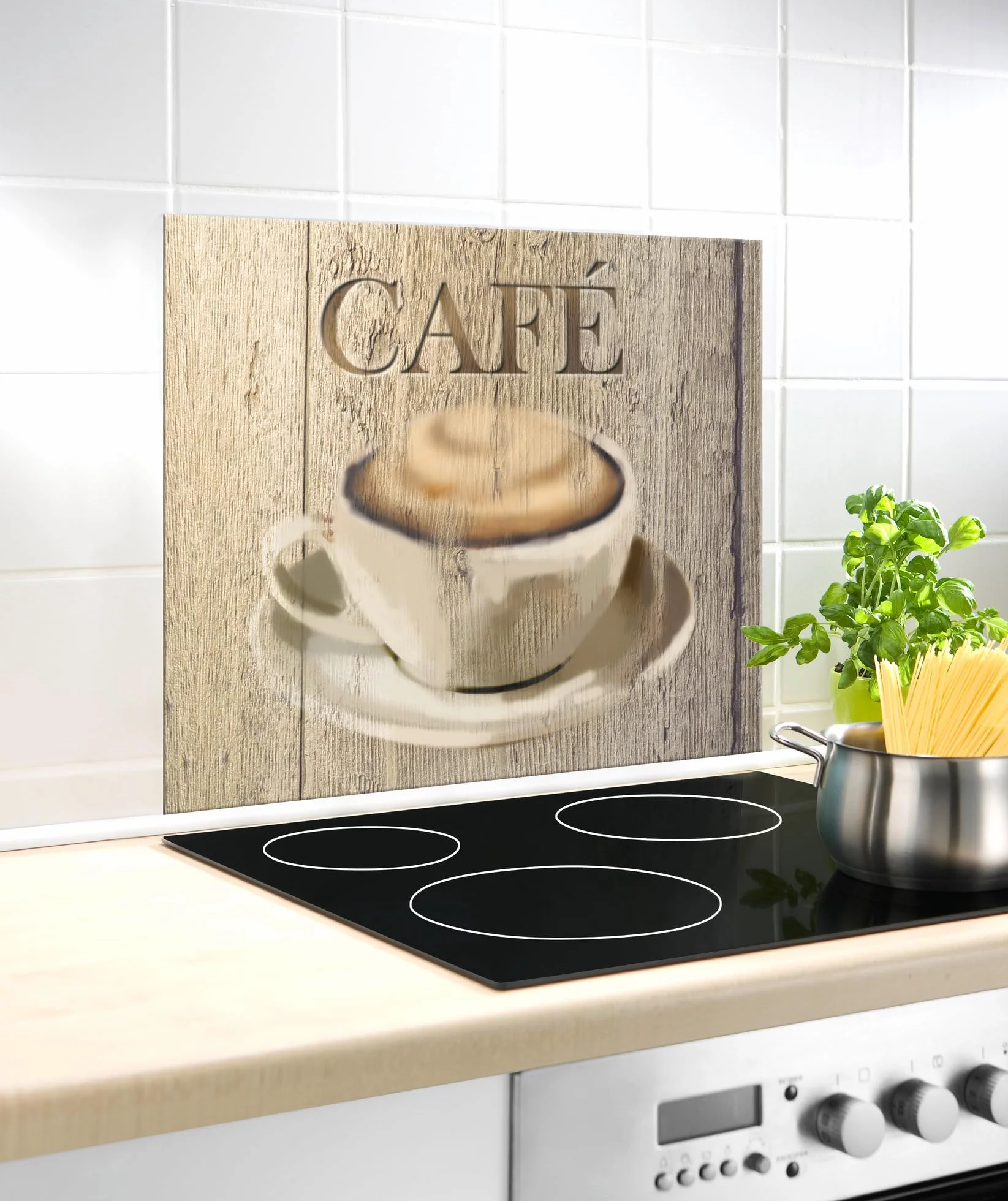 Wenko Szklana tylna ścianka Café 60 x 50 cm - ochrona przed pryskaniem, szkło hartowane, 60 x 50 cm, wielokolorowa
