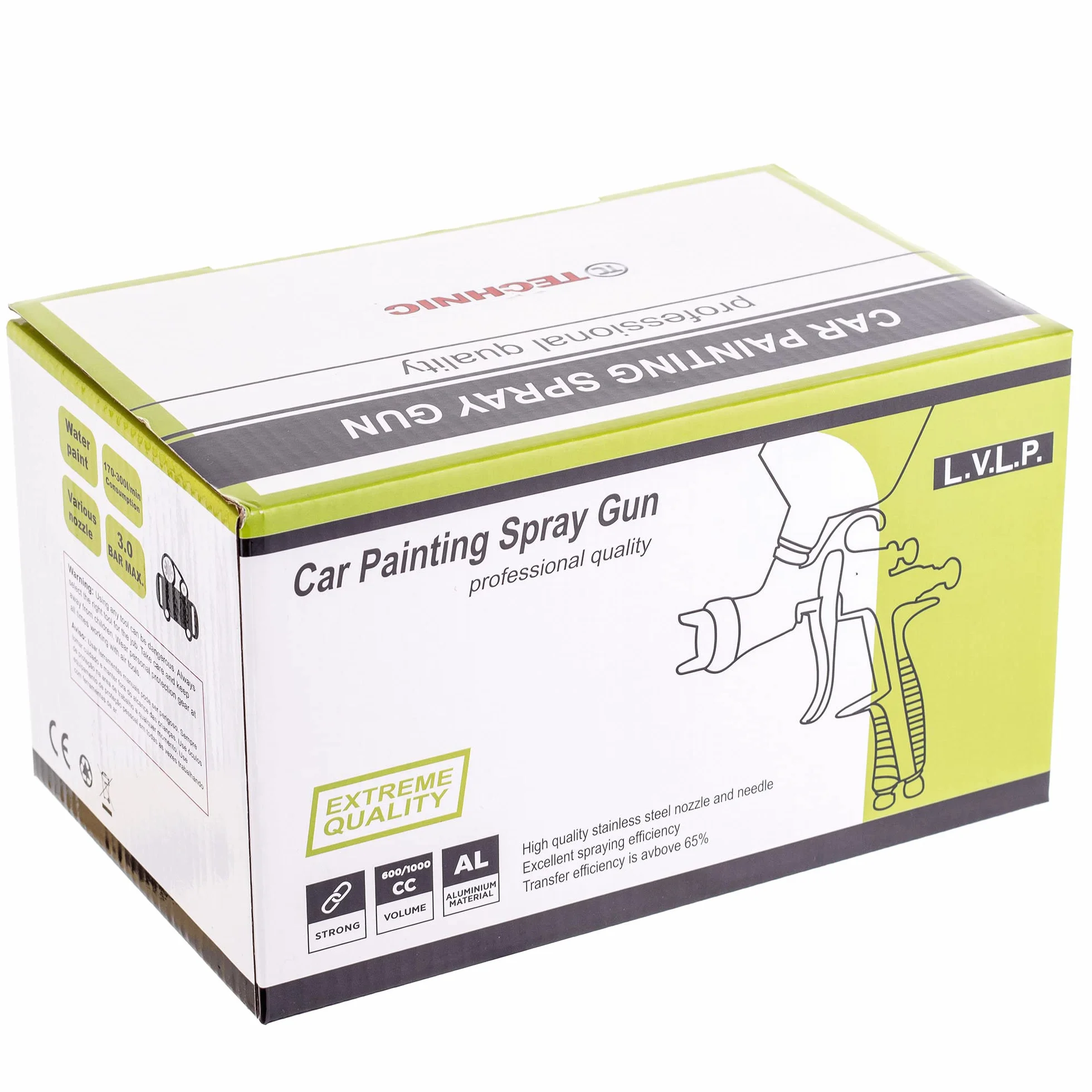 LVLP Technology Pistolet natryskowy L-500 dysza 1,5 mm, trwały, pojemność 600 ml, do lakierowania, trzy tryby regulacji, bardzo cienka warstwa farby, bardzo precyzyjny