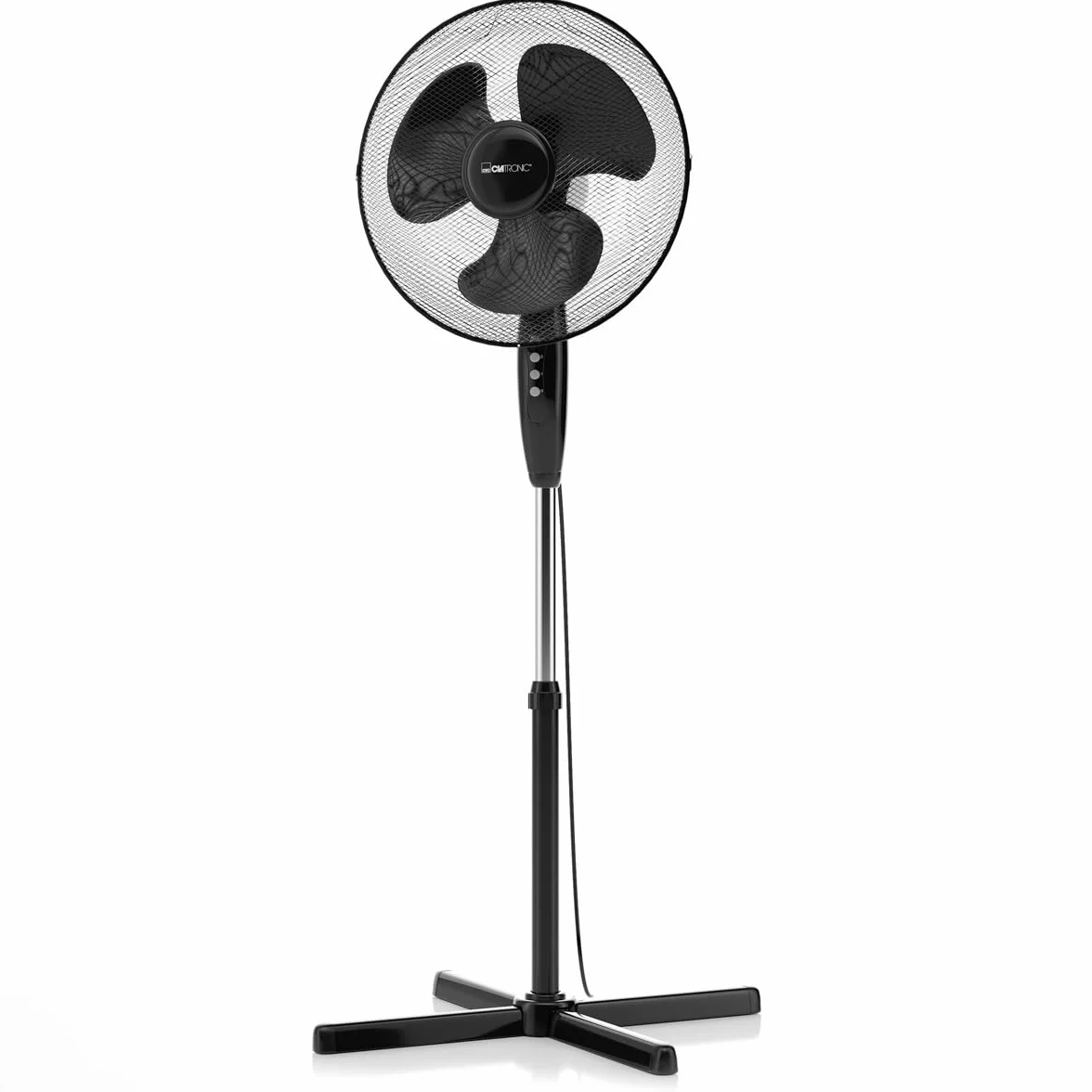 Clatronic 263926 VL 3603 S Wentylator Domowy Stojący O Średnicy 40 cm, Oscylujący, 3 Poziomy Prędkości, Regulowany Kąt Nachylenia, Czarny