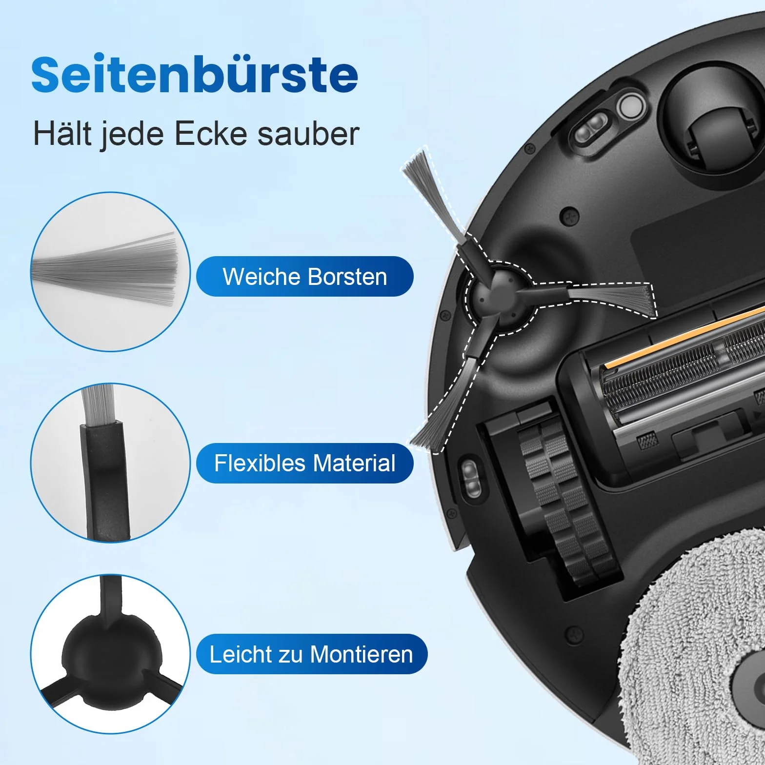 18-częściowy zestaw akcesoriów do Dreame L10s Pro Ultra Heat / L10s Ultra Gen 2 / X30 Ultral/Mova E30 Ultra robot odkurzający, 1 główna szczotka, 4 ściereczki do wycierania, 4 filtry, 4 worki do kurzu