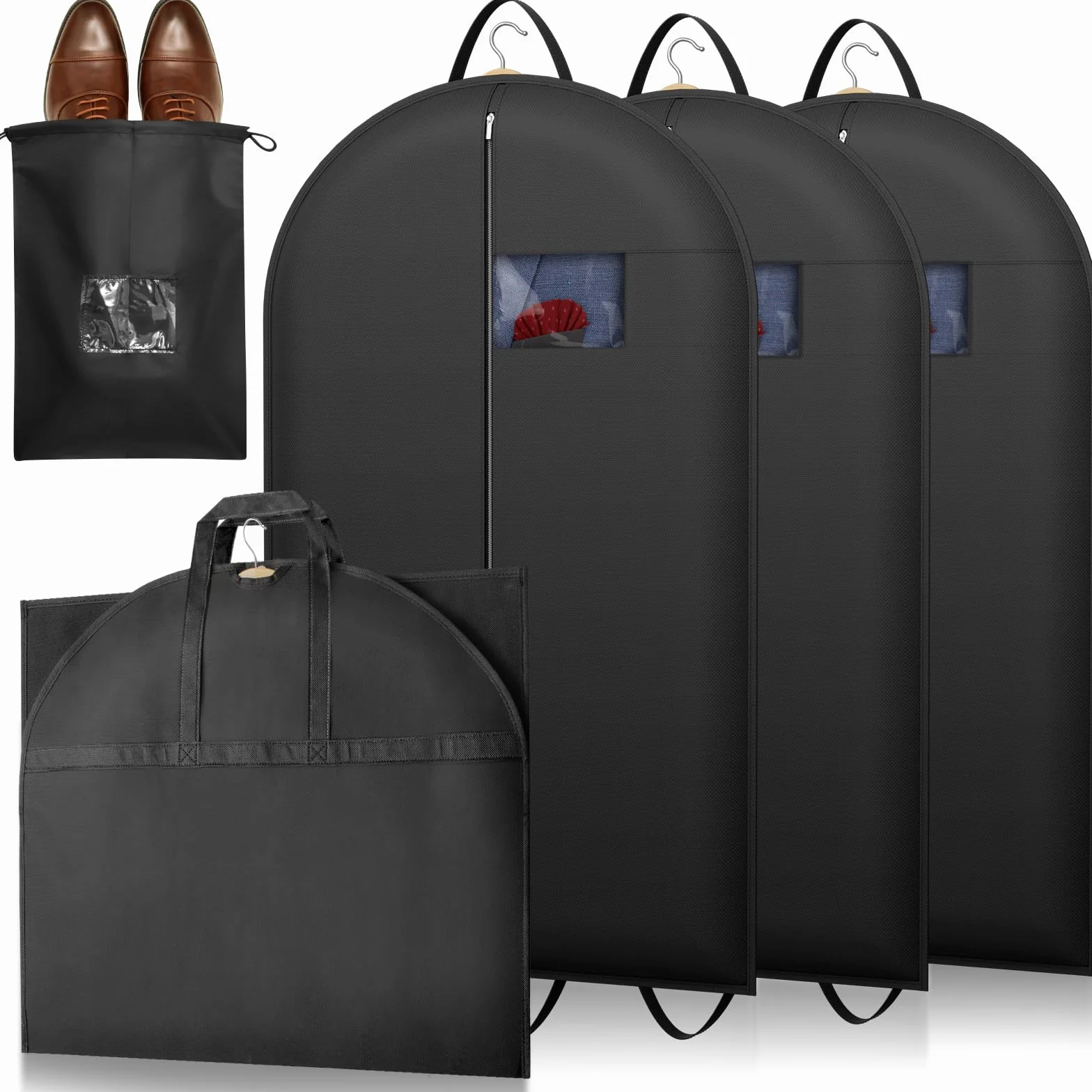 Lifewit Pokrowiec na Ubrania z 1 Workiem na Buty, Trwały Wodoodporny Pokrowiec Wiszący, Składane Etui do Przechowywania Odzieży do Szafy i Podróży, 100 x 60 cm, Zestaw 3 Sztuk