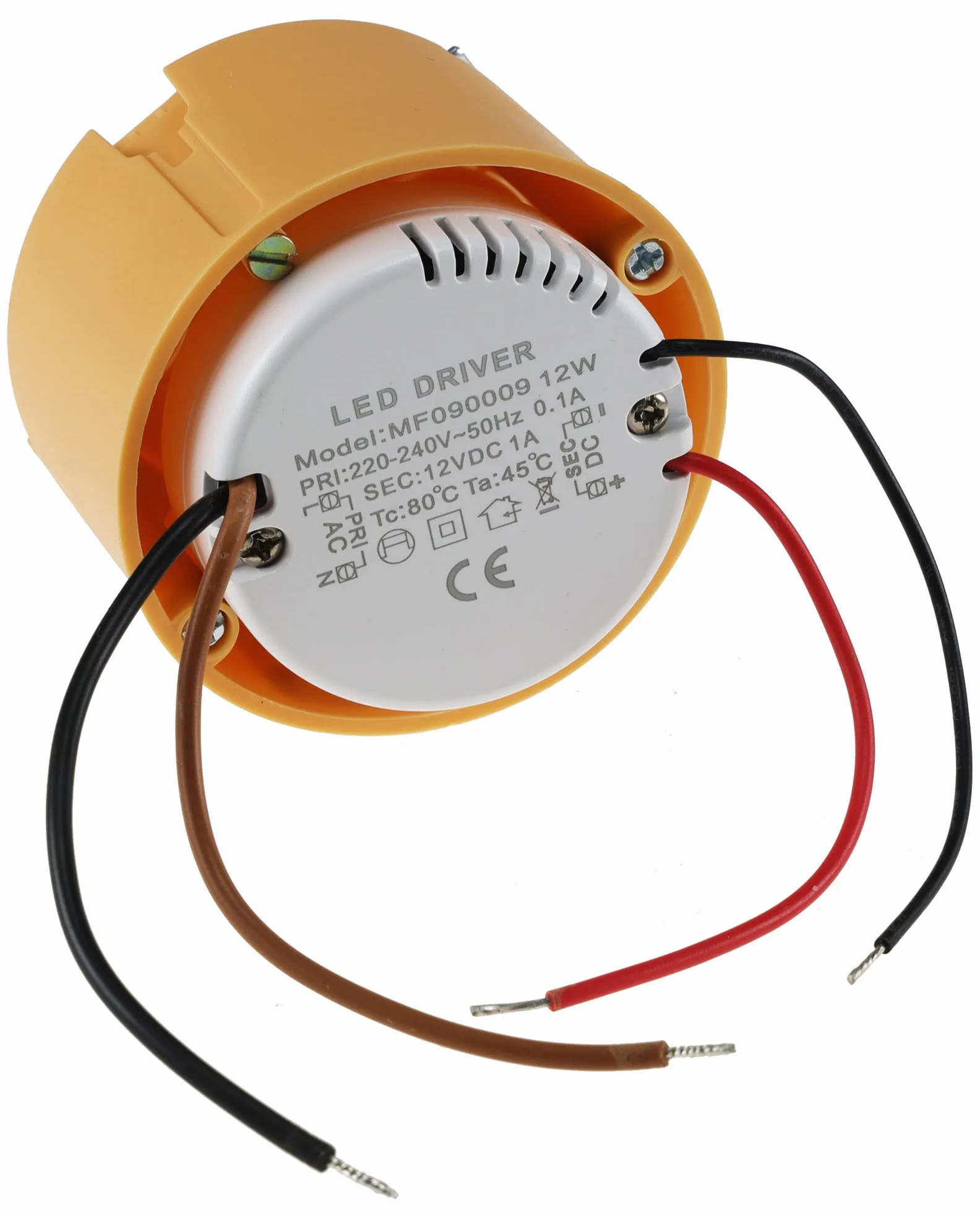 Transformator LED 230 V ~ na 12 V = 12 W okrągły transformator zasilacz do oświetlenia LED - Ø x wys. 55 x 23 mm pasuje do puszek podtynkowych