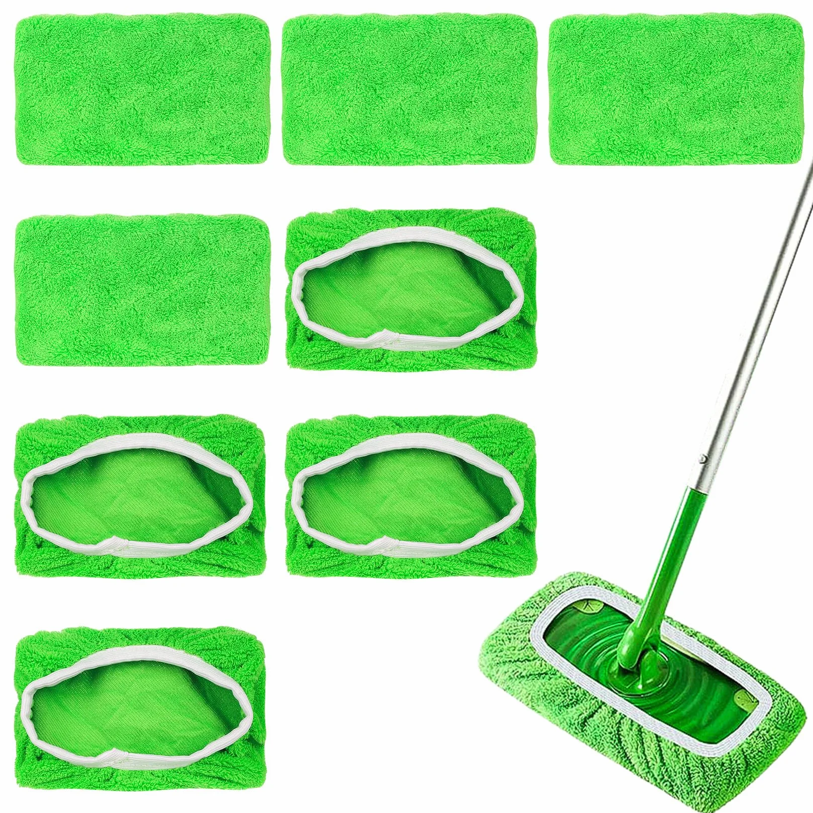 9 ściereczek do mopów Swiffer Sweeper, nakładki na mopy do suchych ściereczek do podłóg Swiffer, wkłady wielokrotnego użytku z mikrofibry do mokrych ściereczek do podłóg, czyszczenie twardych podłóg i