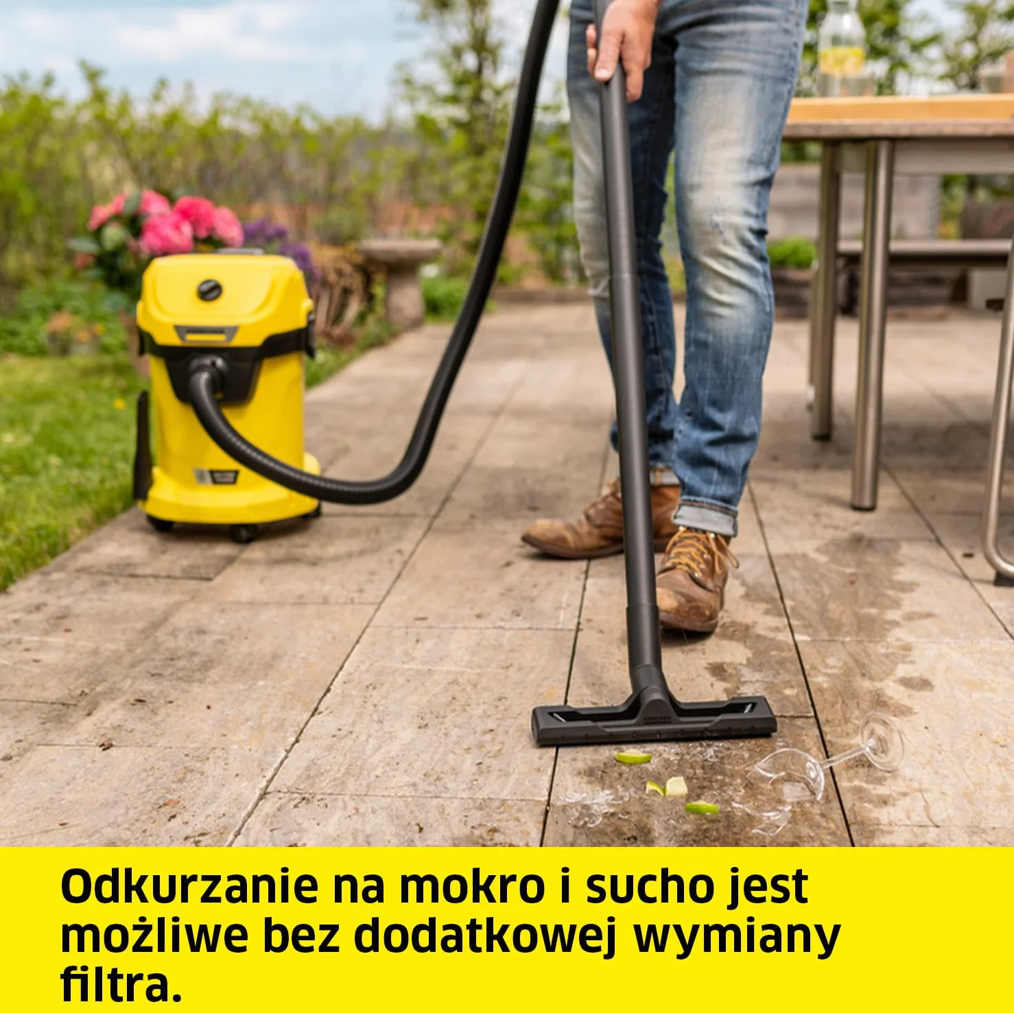 Kärcher płaski filtr falisty KFI 4440 do odkurzaczy Kärcher na mokro/sucho, długotrwała moc ssania podczas odkurzania drobnego pyłu w trakcie prac remontowych i pracy z elektronarzędziami