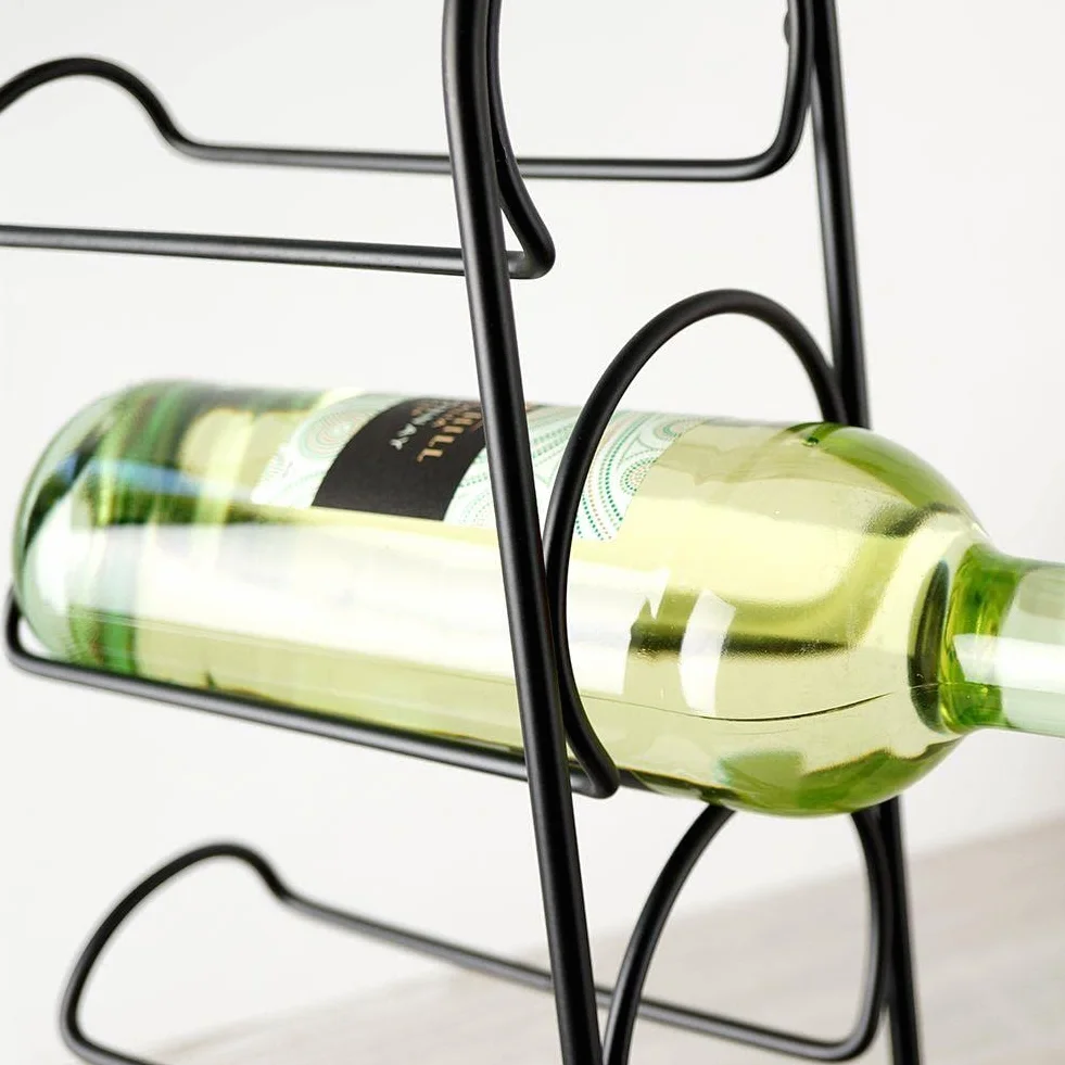 STOJAK NA WINO REGAŁ 4 BUTELKI METALOWY 21x12x43cm