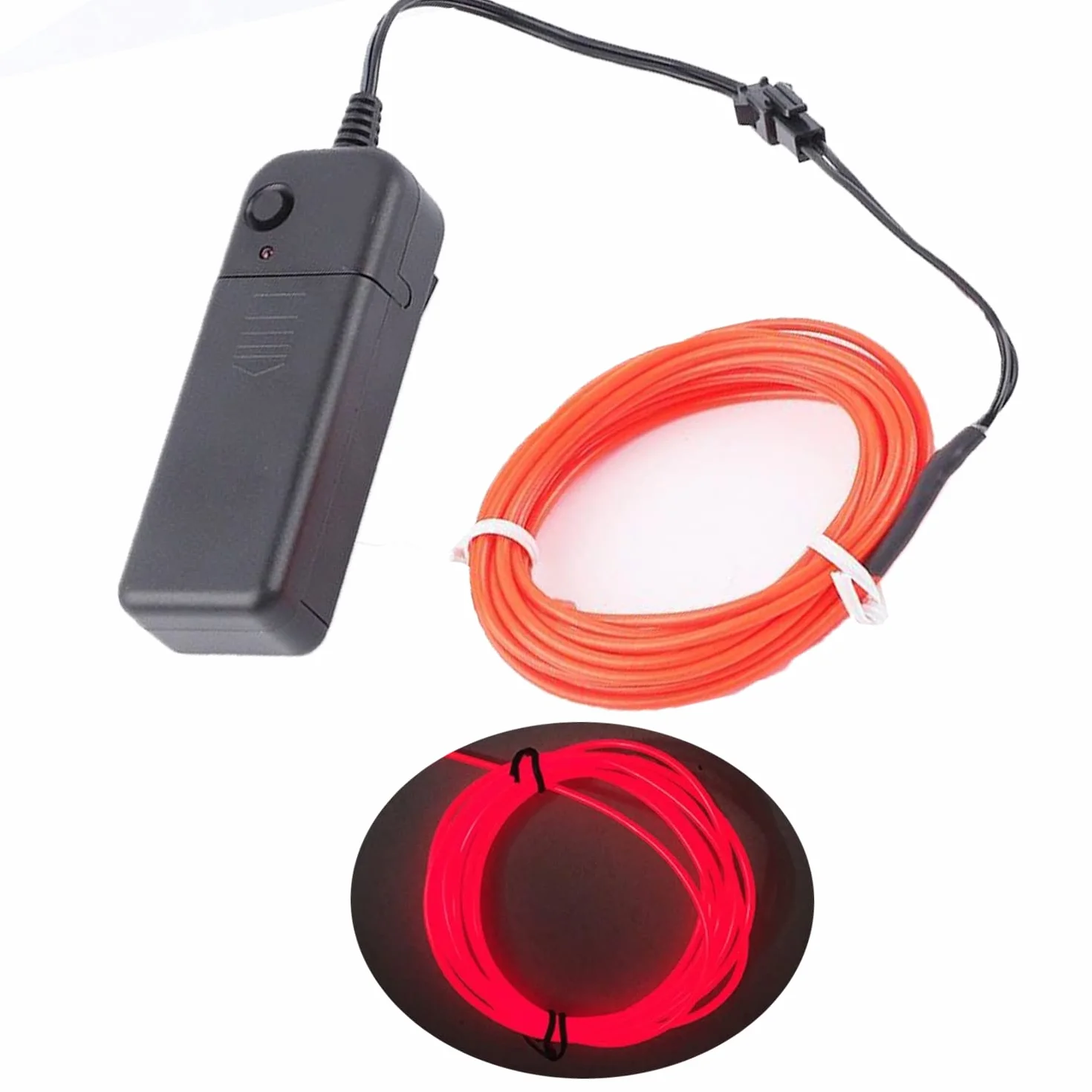 CAM2 Neonowe światła 5 m, drut zasilany bateriami, wysoka jasność, elektroluminescencja, wiele kolorów, drut EL na święta Bożego Narodzenia, do dekoracji wnętrz, na wesele, pub (kolor czerwony)
