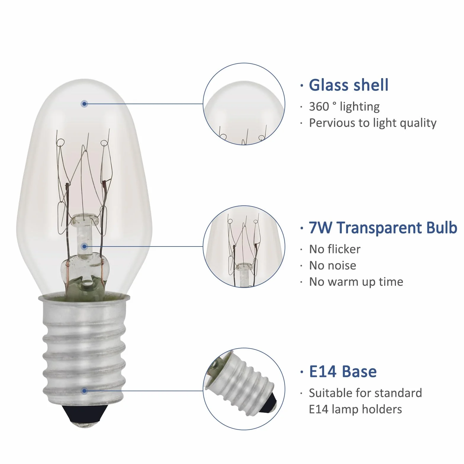 3 żarówki C7 E14 7 W, AC 230 V, 40 lm, możliwość ściemniania, ciepła biel 2700 K, żarówka zamienna do lampy solnej himalajskiej, lampy kryształowej soli, lampy z kamienia solnego, światło