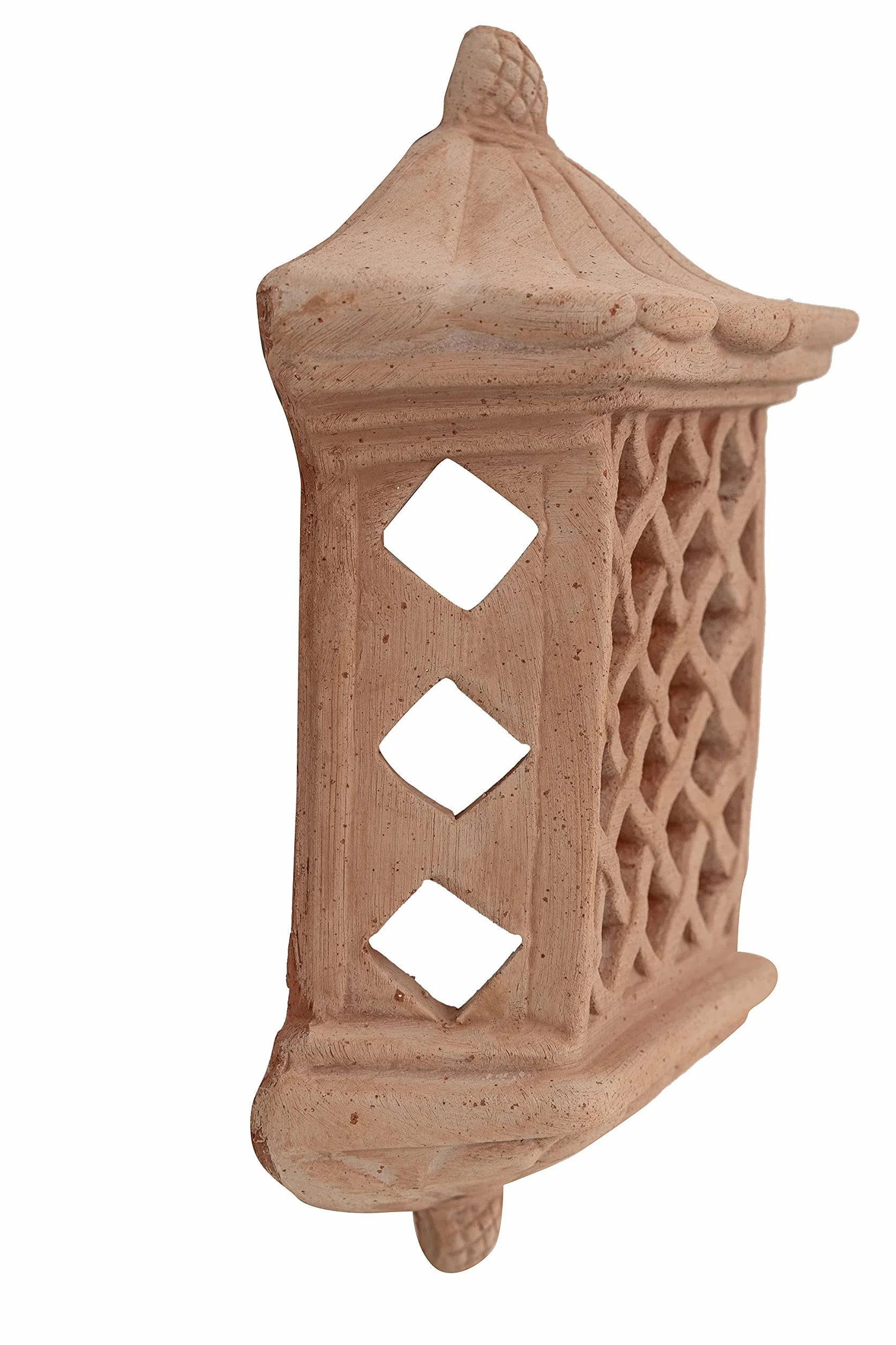 Biscottini Latarnia zewnętrzna z terakoty, L25 x PR10 x H36 cm, latarnia zewnętrzna, świecznik wyprodukowany we Włoszech, lampiony do oświetlenia ogrodu, dekoracja ogrodowa