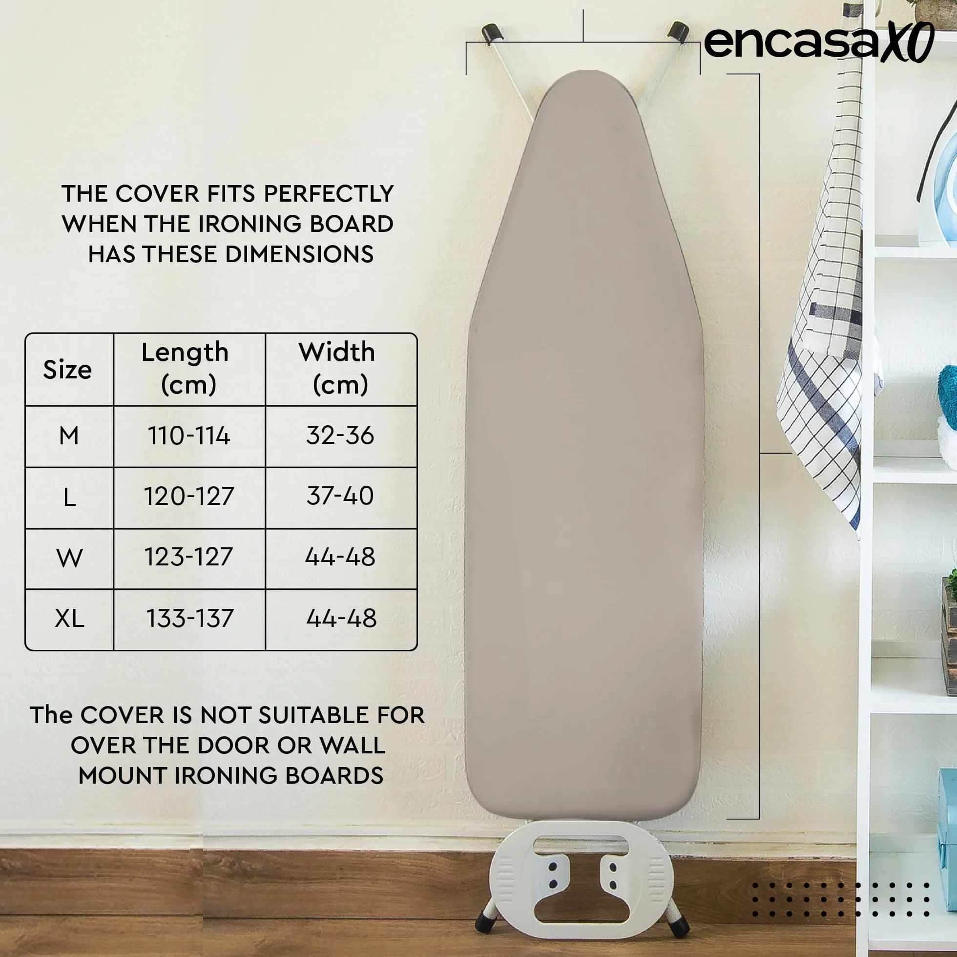 Encasa Homes pokrowiec na stół do prasowania filc 4 mm beżowy elastyczny 125 x 39 cm