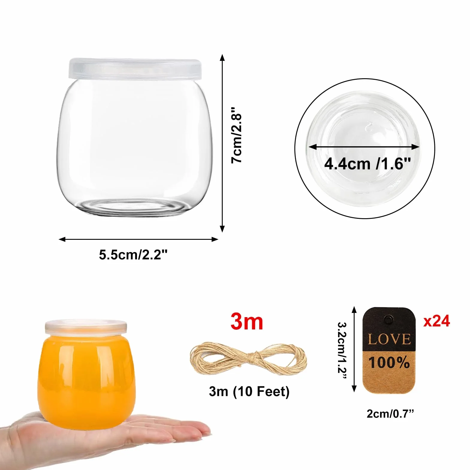 Słoiki deserowe 200 ml przezroczyste z pokrywką 20 sztuk na jogurt