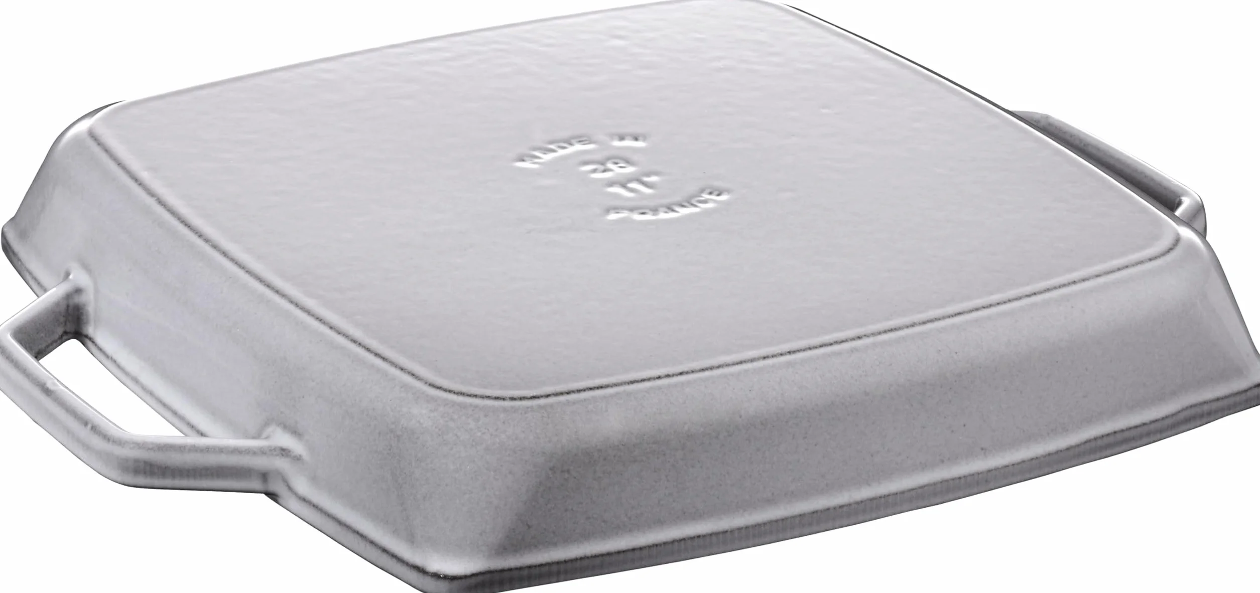 Staub 40511-684-0 Grillpfanne mit zwei Griffen, quadratisch, 28 cm, Gusseisen, graphitgrau, 39 x 32,5 x 5,0 cm