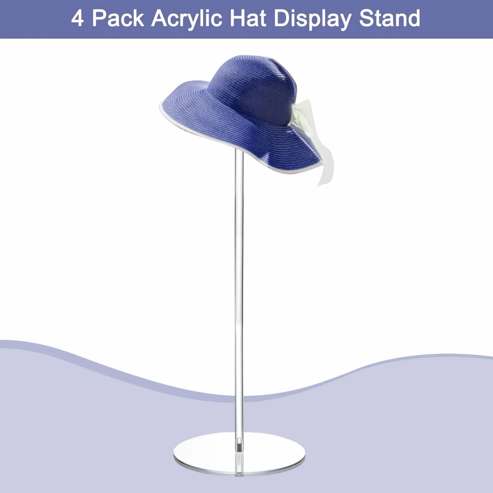 QUARKZMAN Akrylowy stojak na kapelusz 4 szt. 13,8 "Kapelusz i peruka Półka Okrągły Stojak na biżuterię Baseball Beret Fedora, Kapelusz kowbojski - przezroczysty
