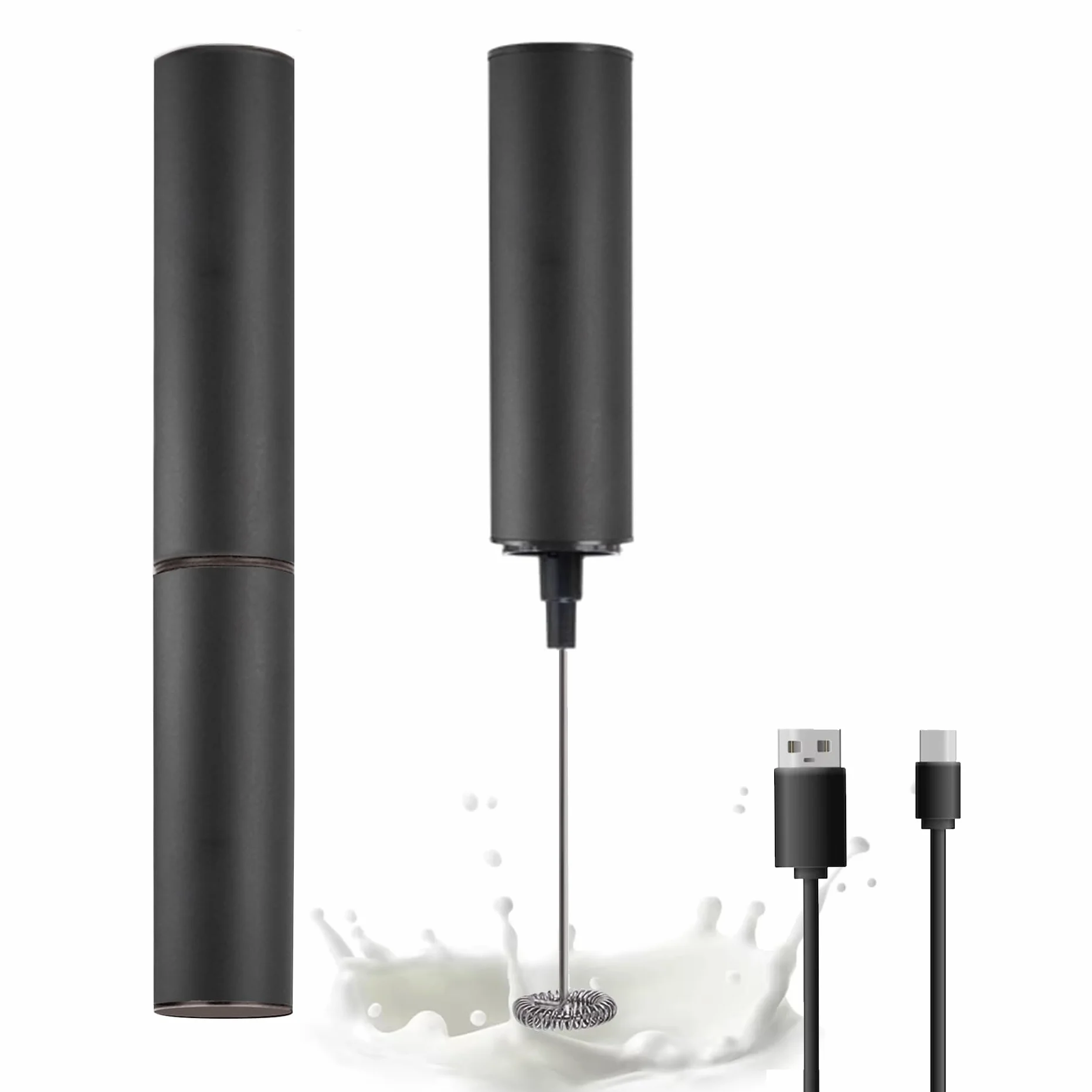 Ręczny spieniacz do mleka z akumulatorem, ręczny spieniacz do kawy o dużej mocy z urządzeniem do spieniania mleka przez USB do kawy latte, cappuccino, mokka, macchiato, frappe