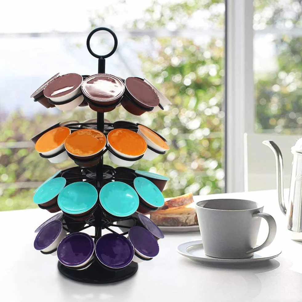 Wdmiya Pojemnik na kapsułki do kawy Dolce Gusto, obrotowa półka na kapsułki do kawy, stojak na kapsułki Dolce Gusto na 36 sztuk (bez kapsułek kawowych)