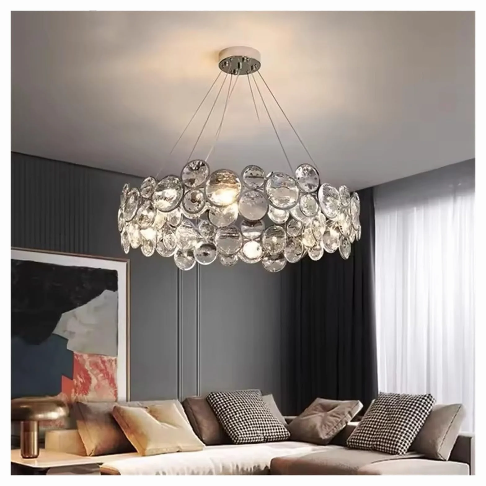 Styl nordycki chromowany żyrandol luksusowe kryształowe lampy wiszące LED do salonu nowoczesna romantyczna lampa wisząca do sypialni jadalni, nowoczesne oświetlenie (78 cm)