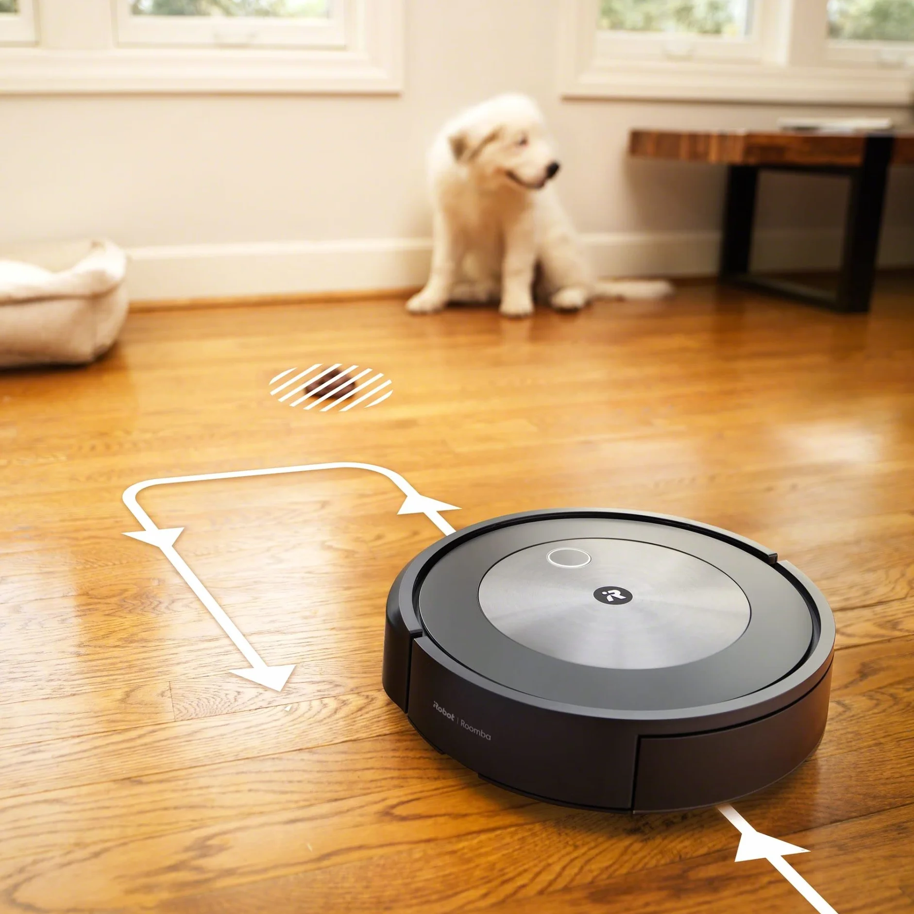 iRobot® Roomba® j7 robot odkurzający z obsługą Wi-Fi, z mapowaniem i dwiema gumowymi szczotkami do wszystkich rodzajów podłóg – rozpoznawanie i unikanie obiektów – uczy się, mapuje i dopasowuje się do