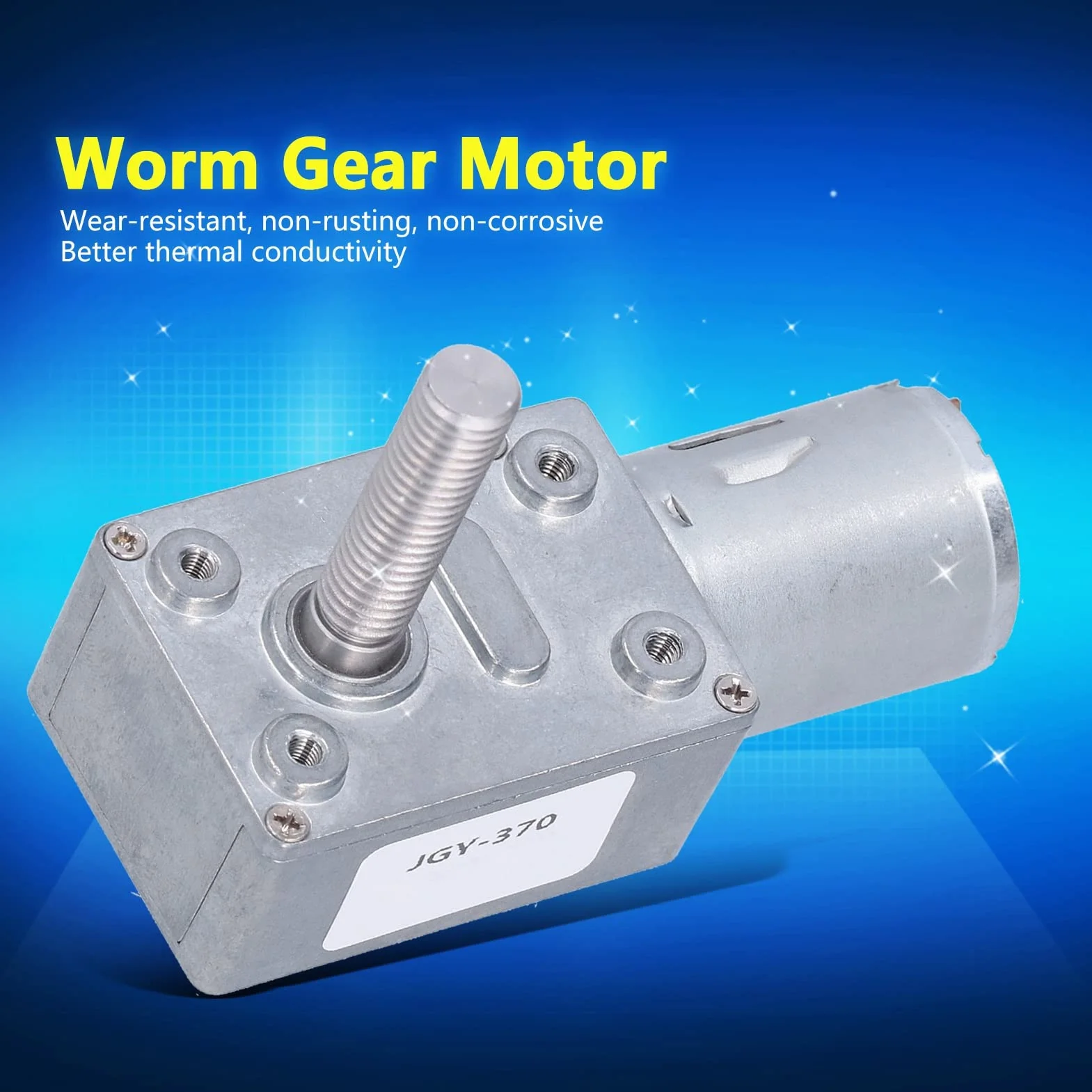 Jgy-370 Motoreduktor Ślimakowy Przemysłowy, DC 12V 66 obr./min, Wał Gwintowany M8, Samoblokujący, Regulowana Prędkość, 8x33mm