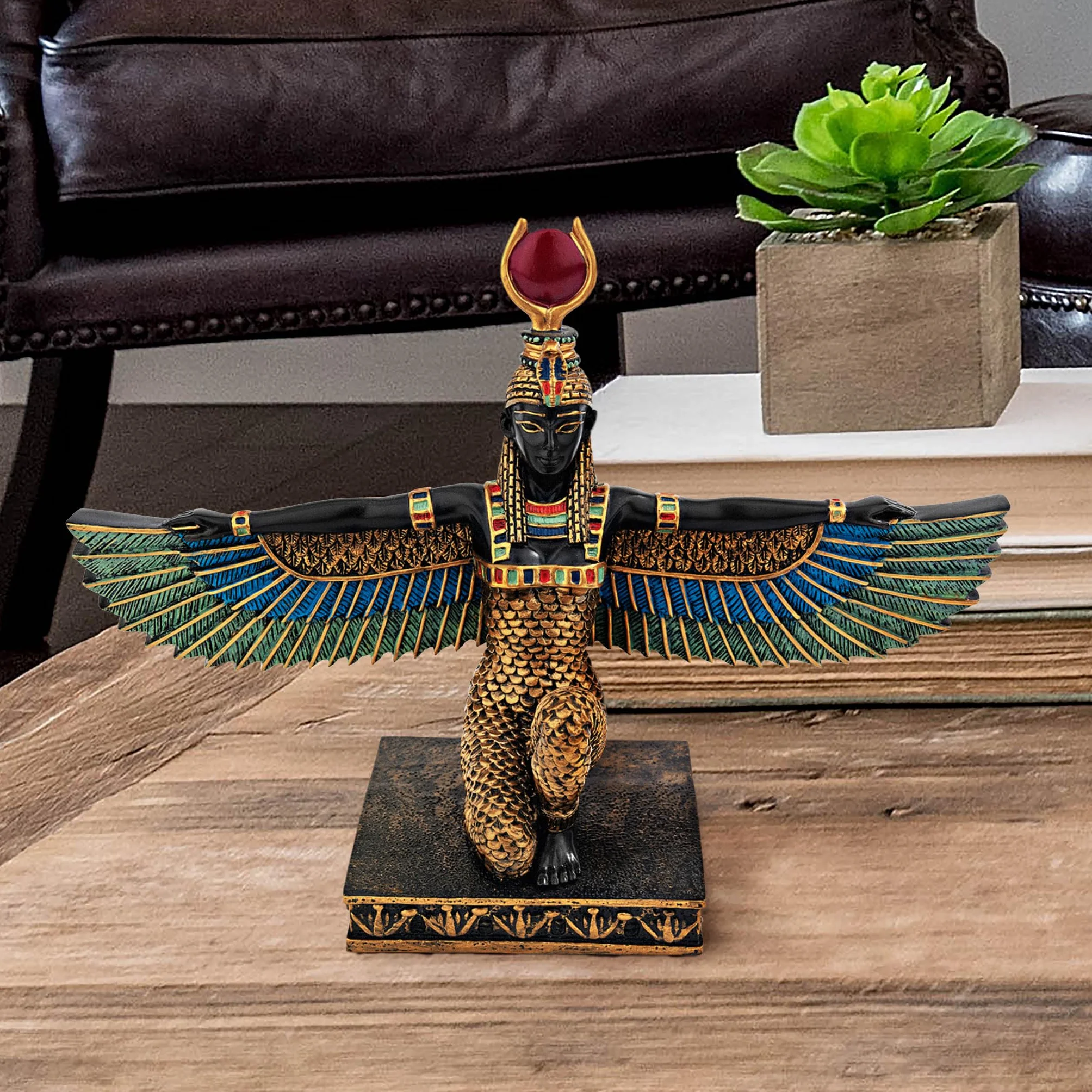 Design Toscano, piękna egipska statuetka dekoracyjna, żywica poliestrowa, pełna, 23 cm