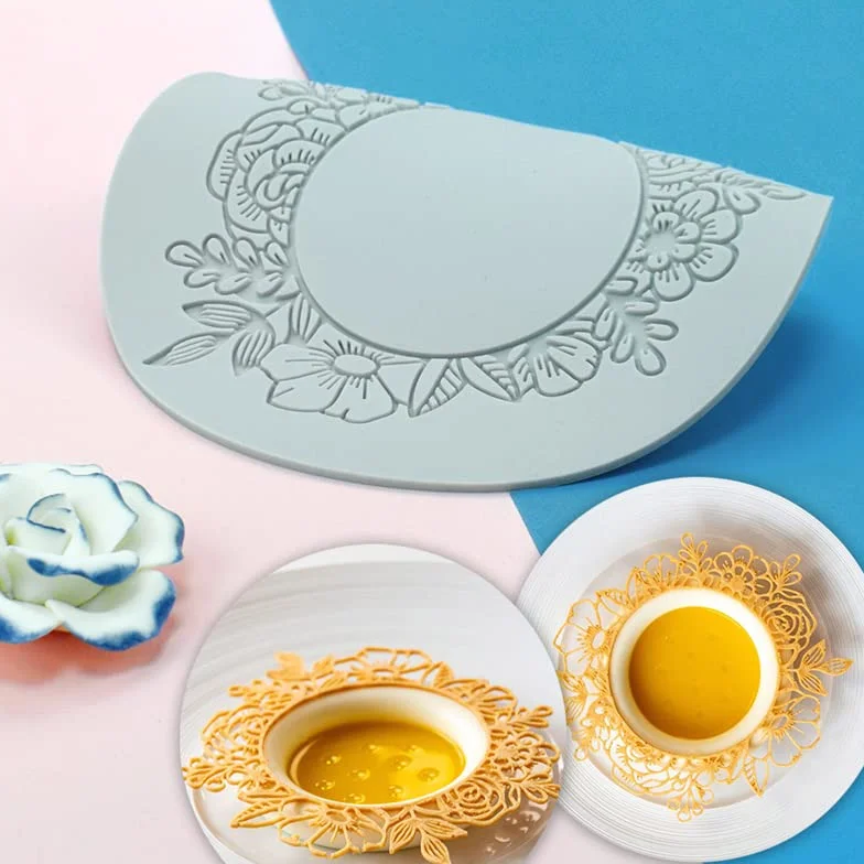 Silikonowa mata do fondantu, forma do odlewania cukru, jadalne ciasto, kuchnia molekularna, dekoracja, forma do ciasta, koronki silikonowe, okrągłe girlandy