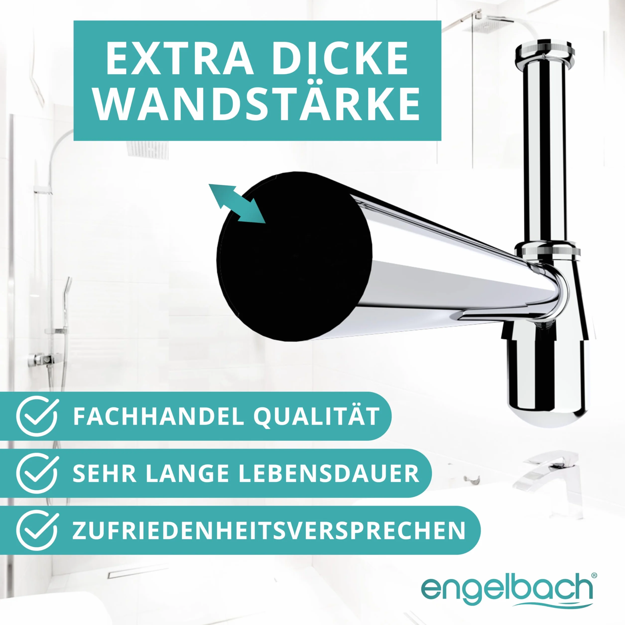 Engelbach® Syfon do umywalki z otworem czyszczącym – uniwersalny Sifon butelkowy 1 1/4 – rura odpływowa, syfon butelkowy, Siphon w zestawie z uszczelką gumową i instrukcją
