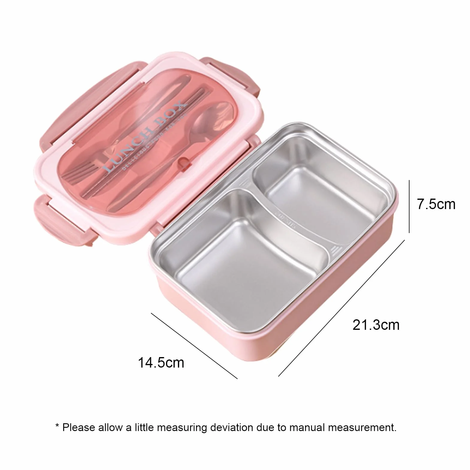Yosoo Health Gear Pudełko śniadaniowe ze Stali Nierdzewnej, 2-przedziałowy, Szczelny Pojemnik na z Pałeczkami z łyżeczką i torbą do Przenoszenia, Przenośne Miejsce do Przechowywania żywności do (PINK)