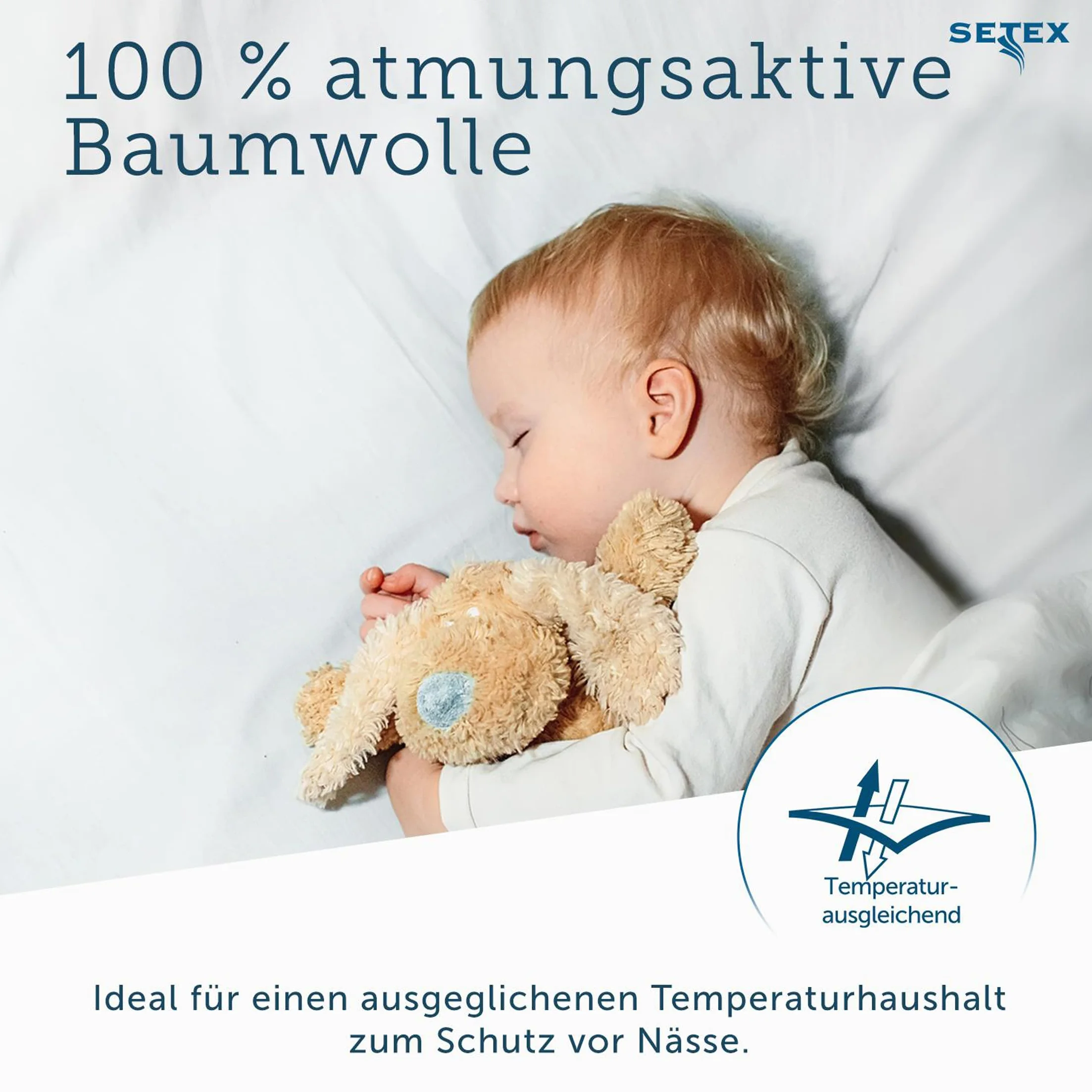 Setex 1607 160200 001 001 (SE0) Molton Ochraniacz Na Materac, 100% Bawełna, Biały, 160 200 cm