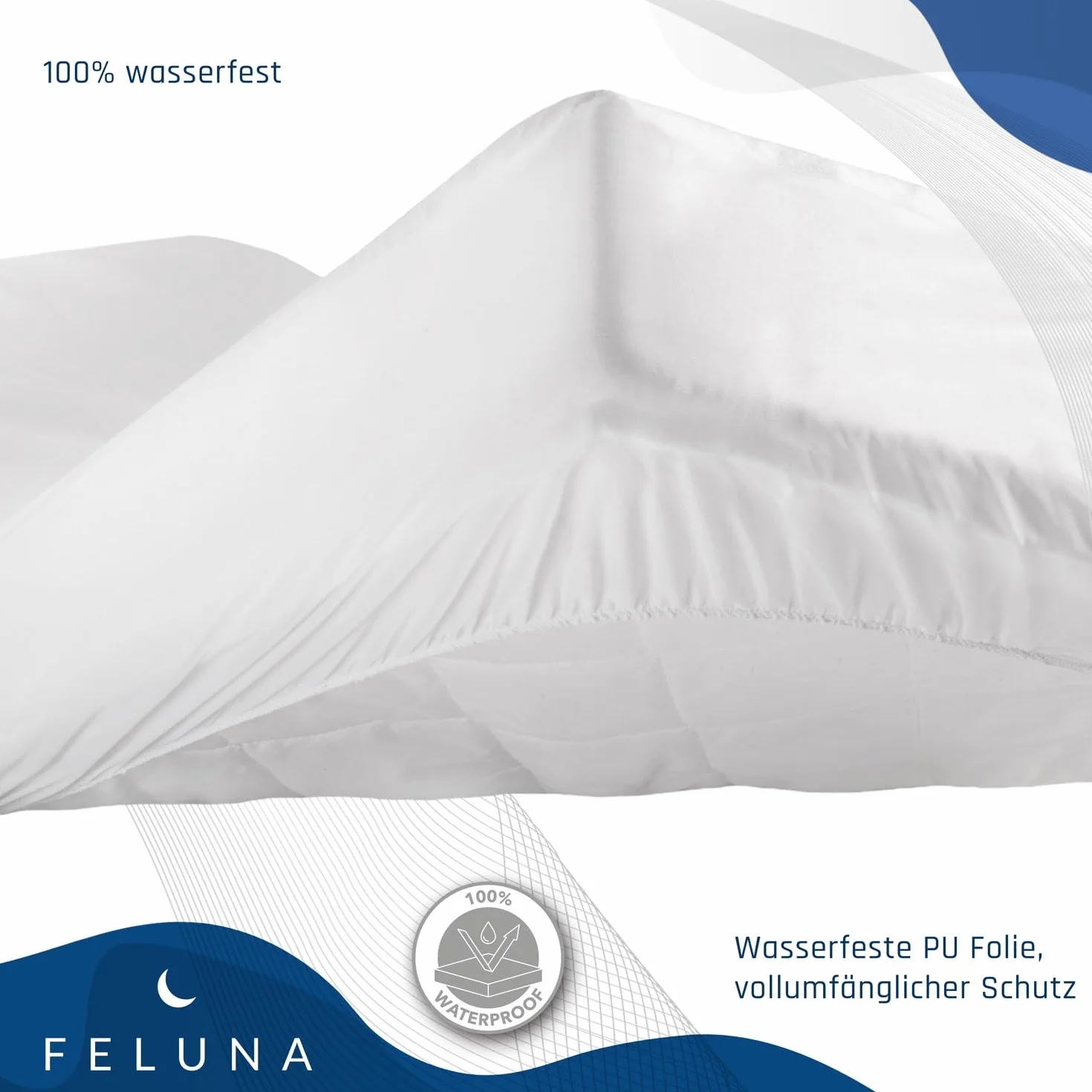 Feluna® wodoodporny ochraniacz na materac Premium podkładka pod łóżko Molton; Wkład do łóżka Four Seasons wykonany z flanelowych ochraniaczy na materac (90x190cm)