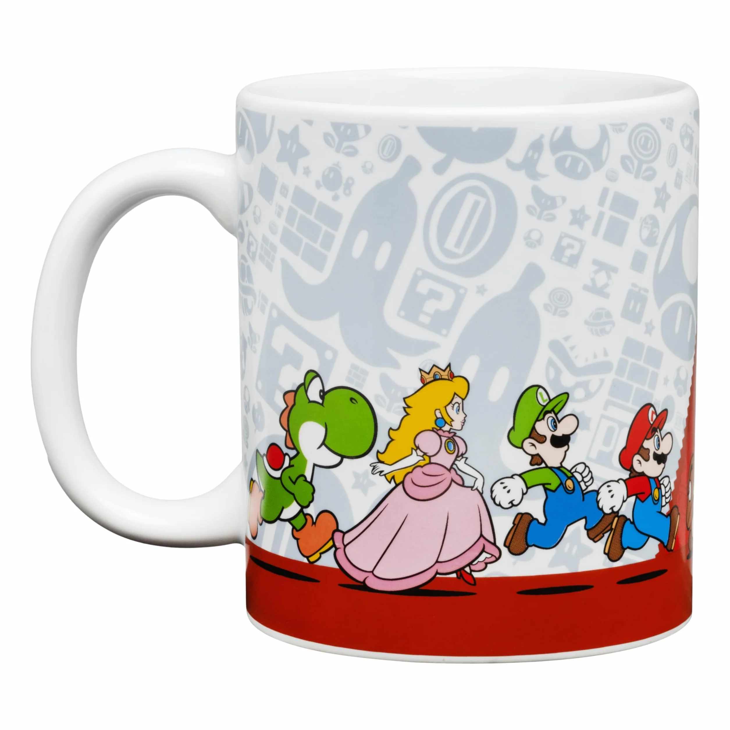 Paladone Super Mario Bros - Oficjalnie licencjonowany kubek do kawy Nintendo, nostalgiczny gracz ikona prezent dla kolekcjonerów Luigi, Yoshi i księżniczki brzoskwiniowej 10 uncji