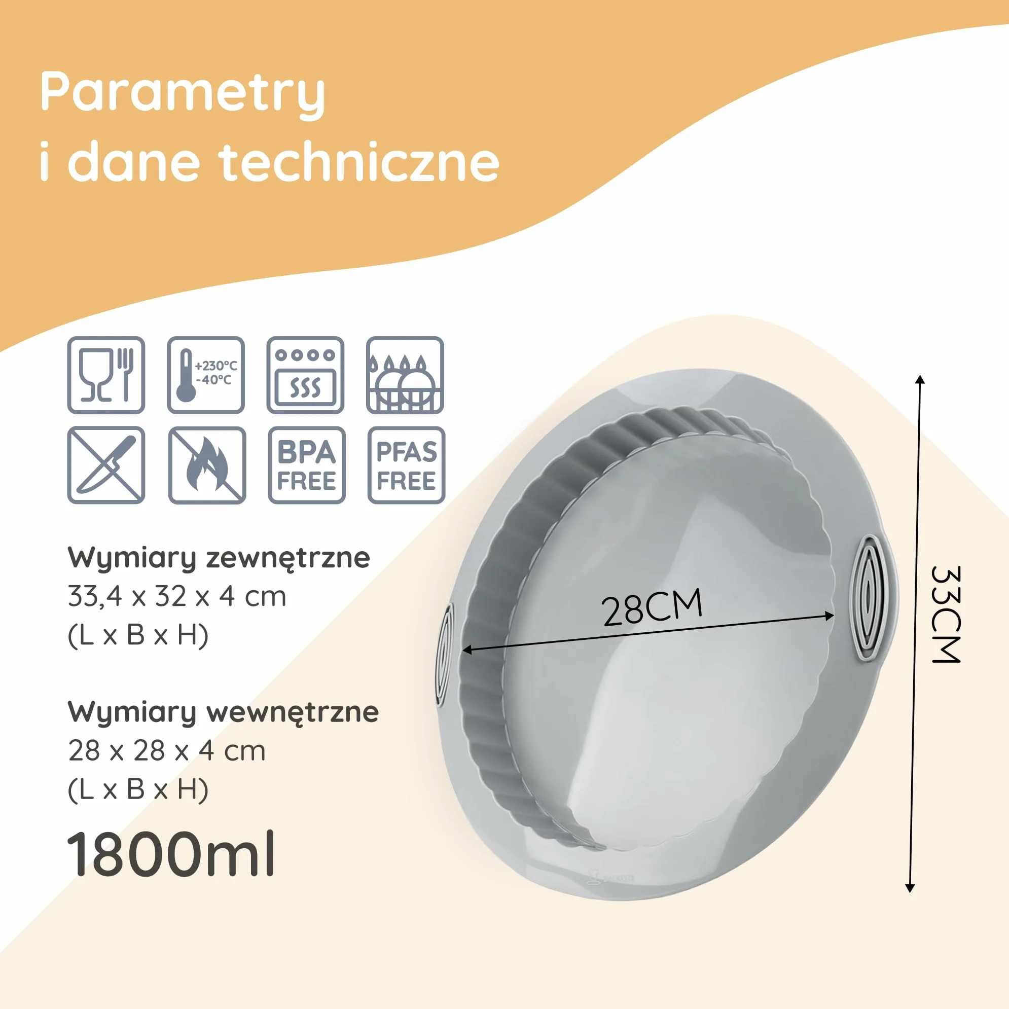 Backefix Silikonowa forma do ciasta owocowego, 28 cm, forma do tarty