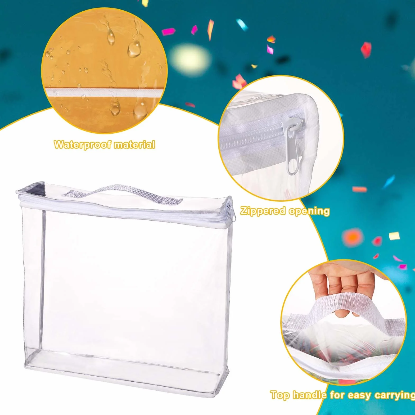 8 szt. Torby do Przechowywania Zabawek z Zamkiem Blyskawicznym, 32x31x8cm Przezroczyste Torby do Przechowywania PVC Torby do Organizowania Zabawek Torby na Zabawki do Klocków Puzzli Zabawek