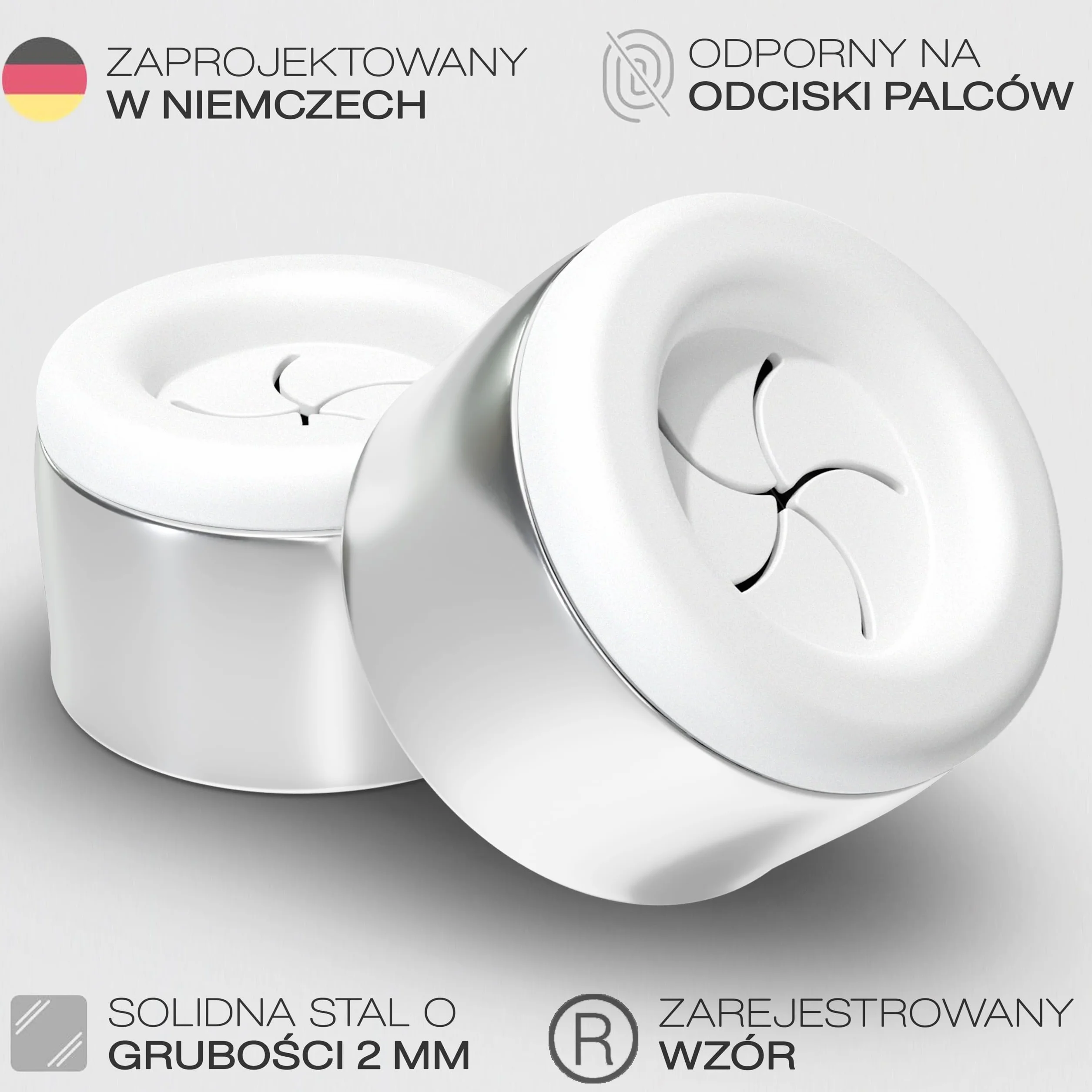 4 wieszaki na ręczniki premium, do łazienki, kuchni i gospodarstwa domowego, ze stali nierdzewnej, okrągłe - chromowane, samoprzylepne, bez wiercenia (białe)
