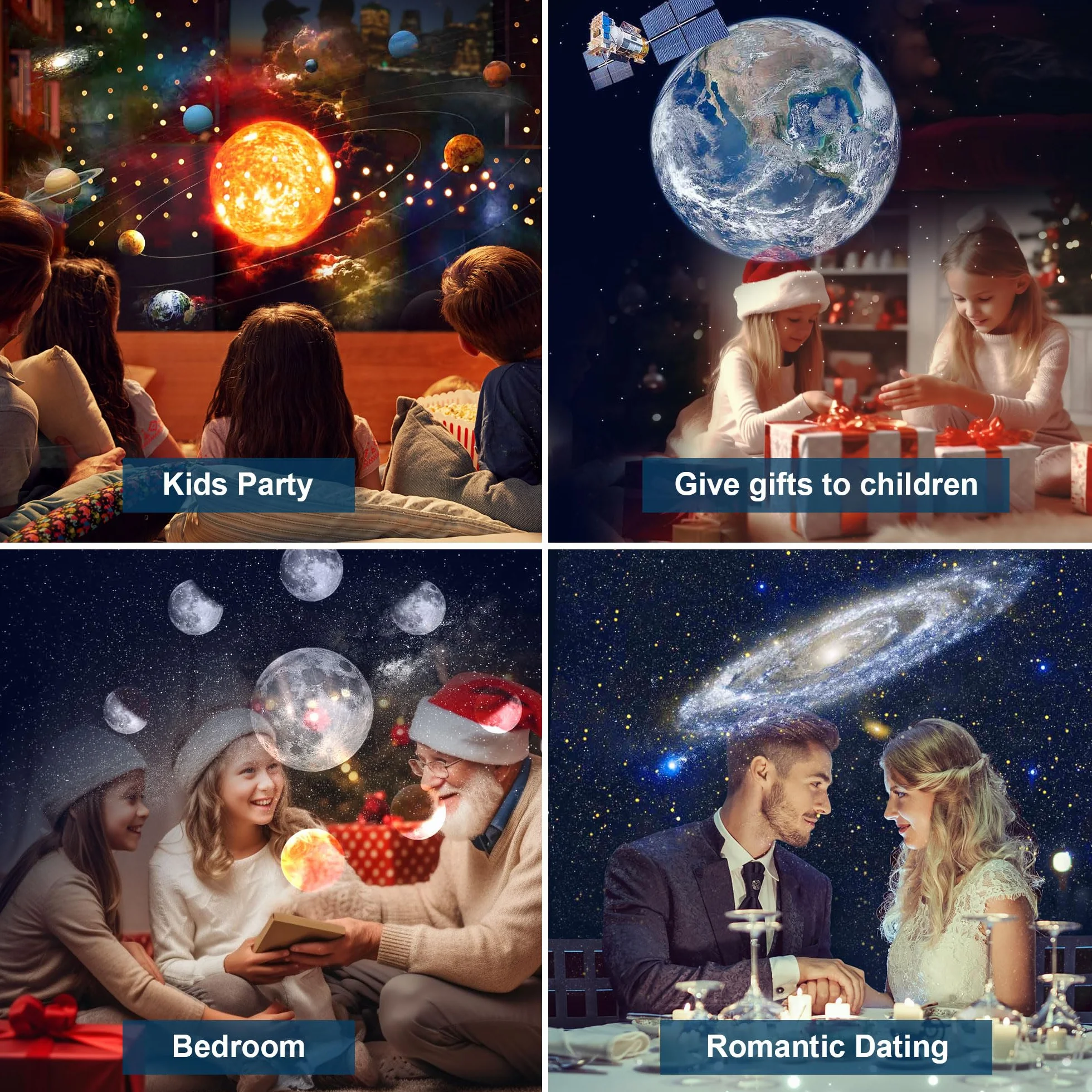 Macchiatto Projektor gwiaździstego nieba, planetarium, galaktyka, z 13 dyskami filmowymi. projektor oświetlenia nocnego 360°, obrotowy, na sufit, do sypialni, prezent dla dzieci i dorosłych