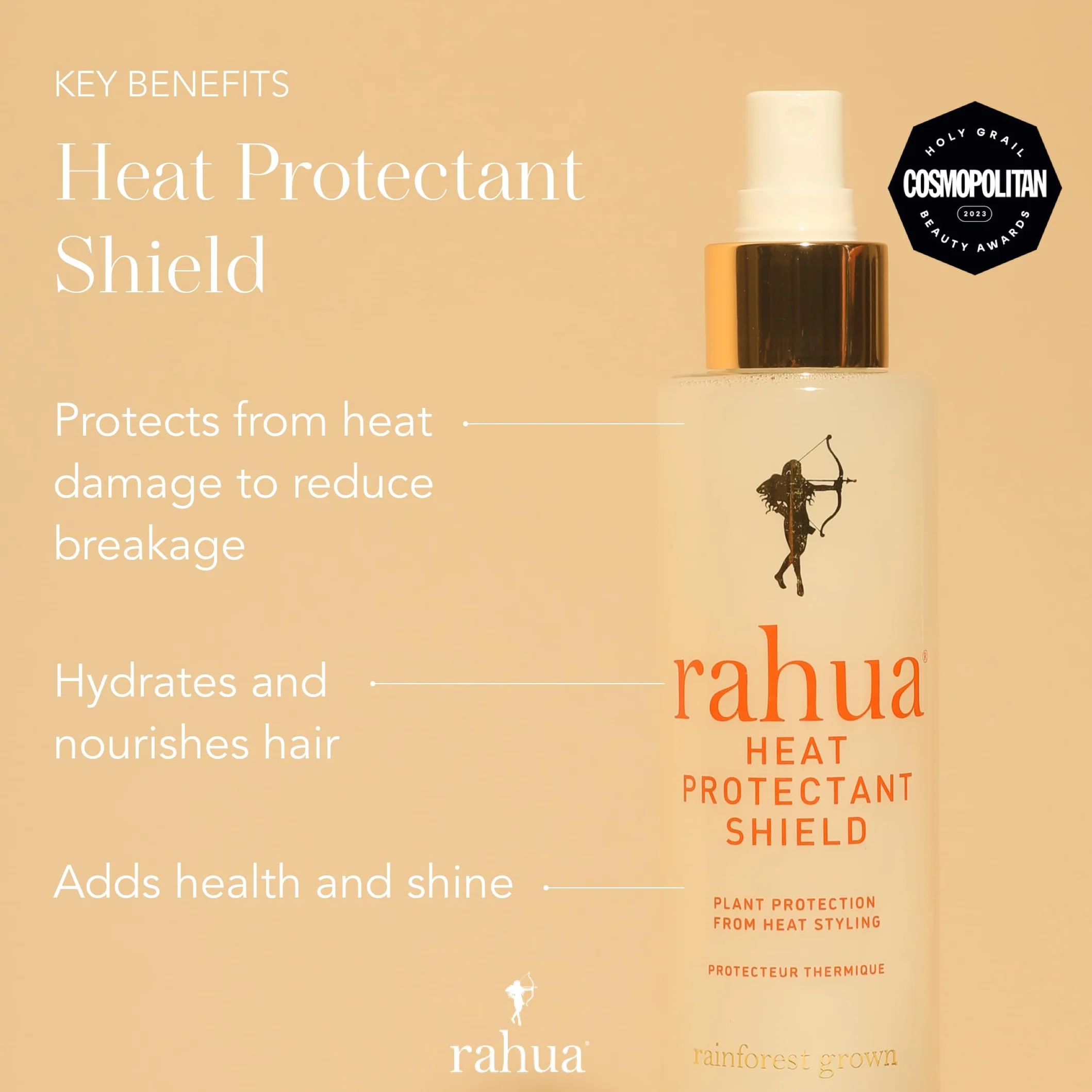Rahua Heat Protectant Shield 193 ml/6.5 FlOz, formułowane wielokrotne rozpylanie chroniące przed wysoką temperaturą, lekki spray ochronny wzbogacony witaminą E Aloe Vera keratyny
