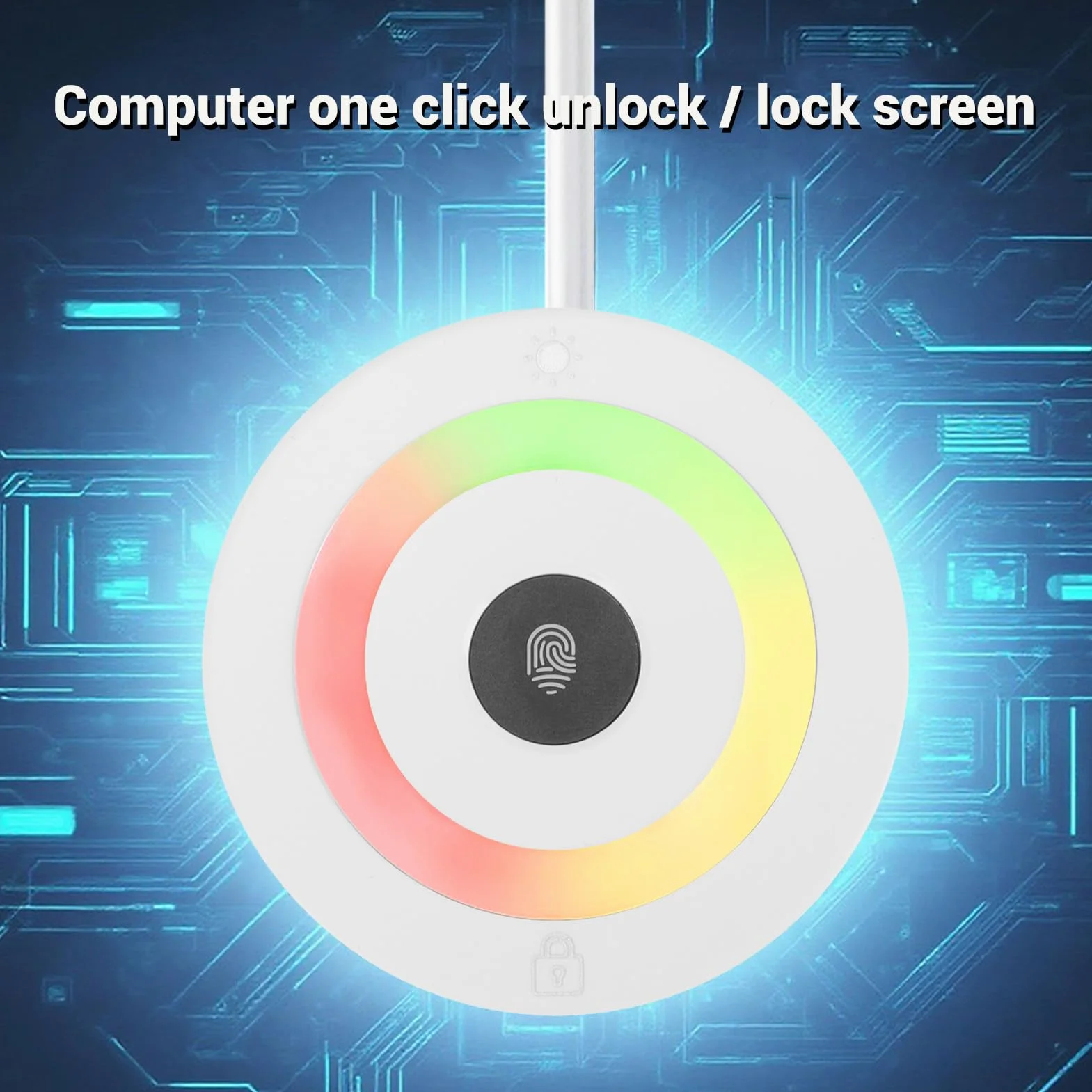Vikye Czytnik Linii Papilarnych USB dla Wygranych Hello, Dotykowy Skaner Biometryczny 360° dla Wygranych 10/11 z reakcją 0,5 Sekundy, Obsługuje 10 Odcisków Palców, Kabel 1,5 M