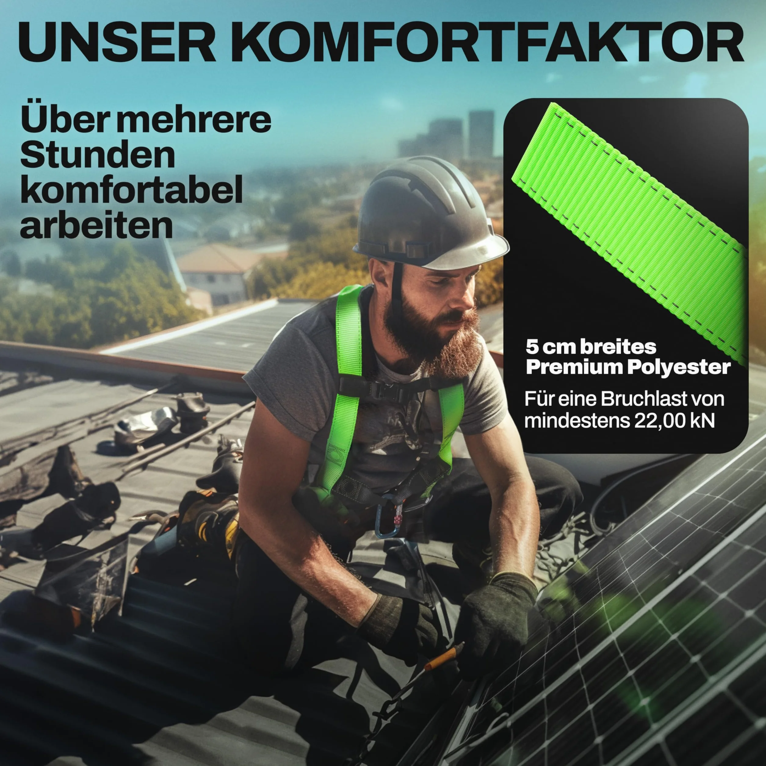 FLG Safetytec Fallschutz Komplettset - 2-Punkt Auffanggurt mit 10m Verbindungsmittel und 2m Bandschlinge für maximale Sicherheit bei Höhenarbeiten gem. EN353 / 361/795