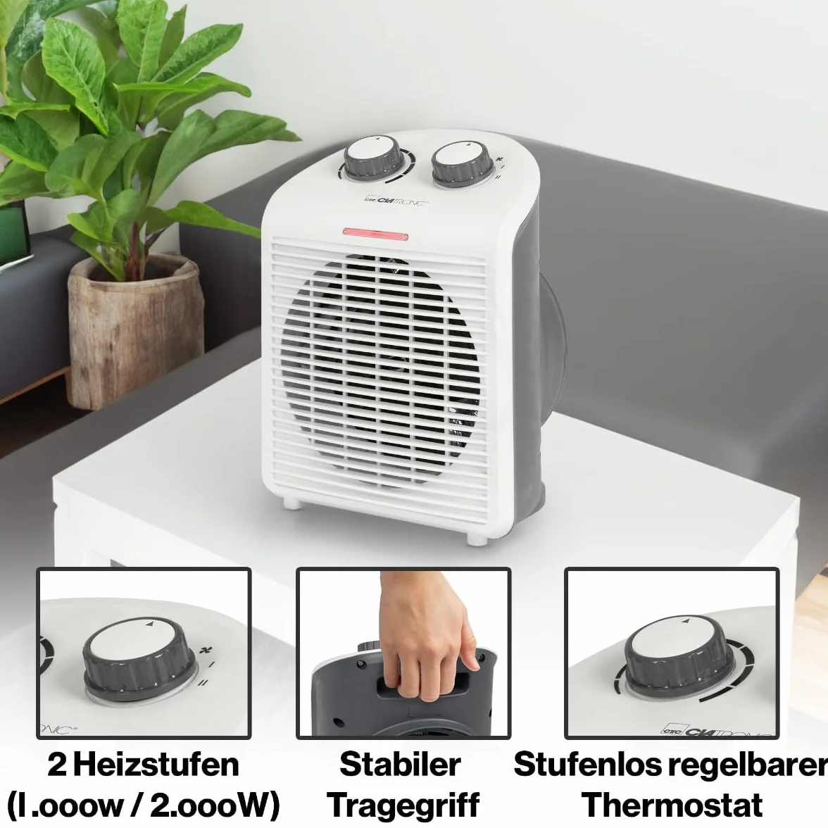 Clatronic 263951 Termowentylator, Biały, 1 Sztuka