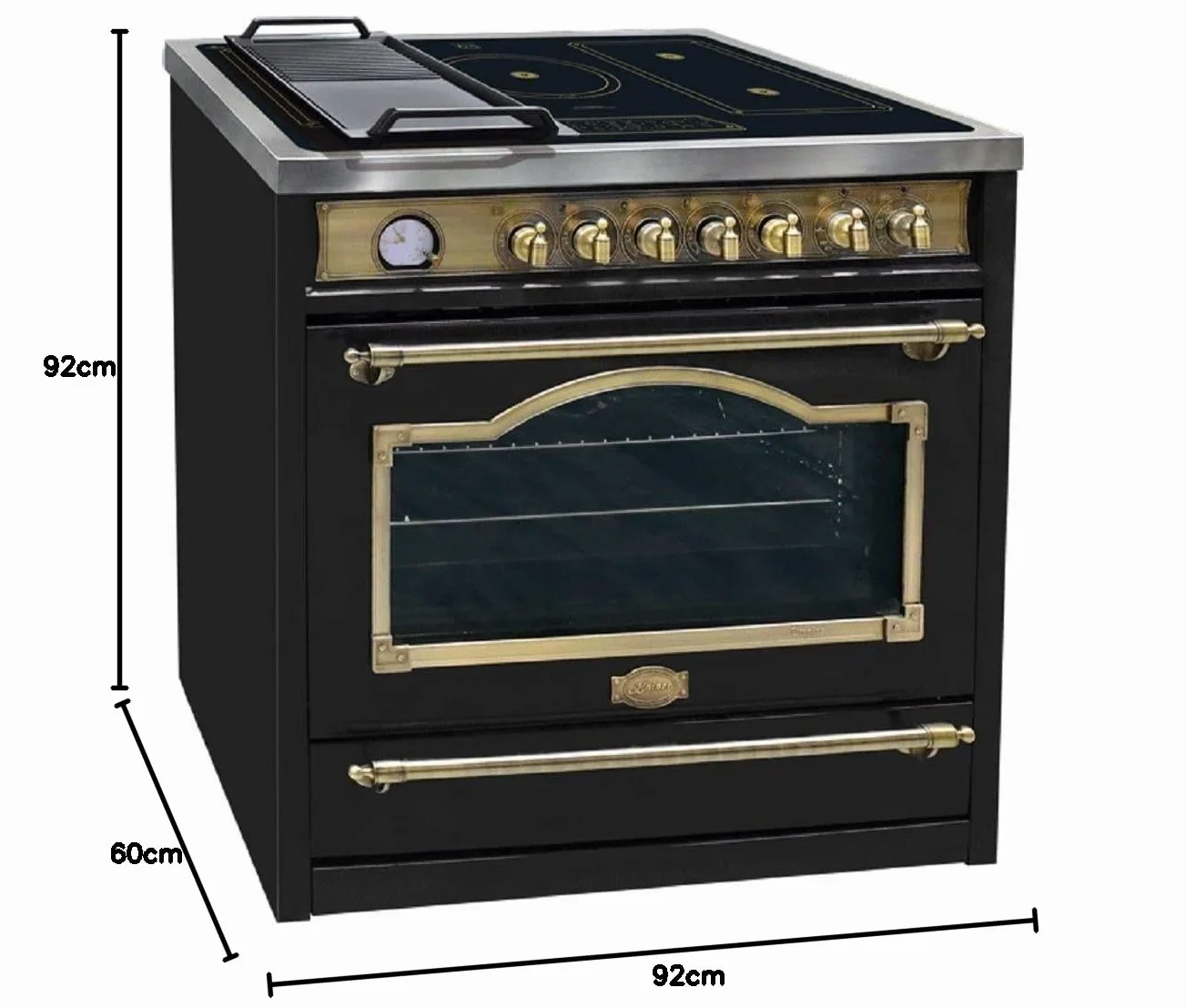 KAISER Kuchenka indukcyjna HC 93655 IEm, elektryczna kuchenka stojąca 90 cm/Kaiser Empire Black/Multi 8 wielofunkcyjny piekarnik elektryczny z płytą indukcyjną