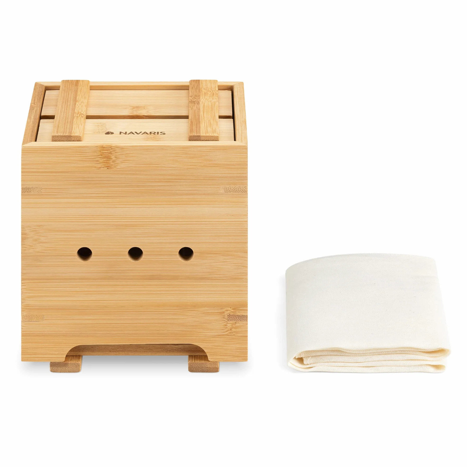 Navaris Bambusowy zestaw do robienia tofu – Forma do prasowania tofu do robienia świeżego domowego tofu, sera, tempeh – Zestaw do robienia tofu wykonany w 100% z naturalnego materiału