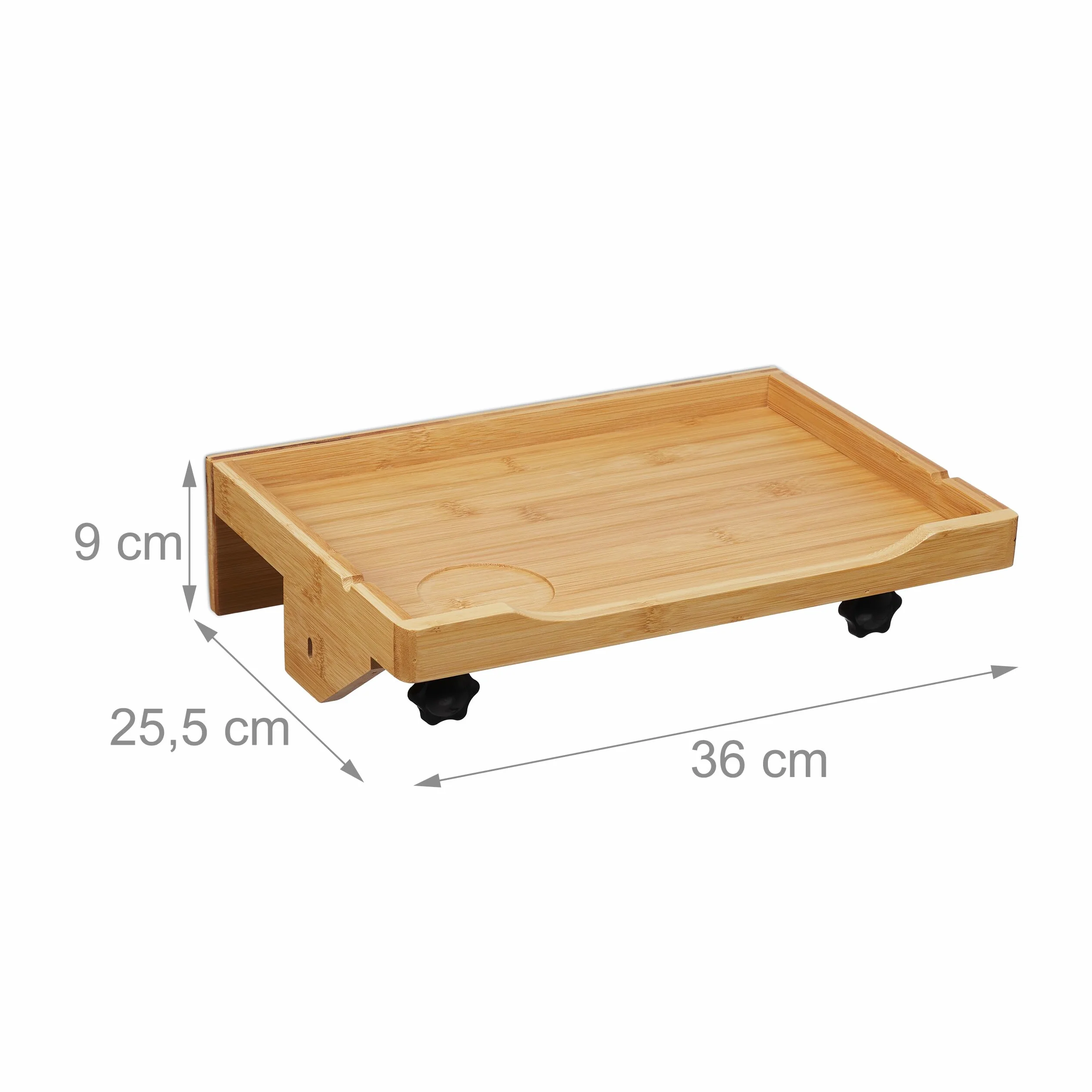 Relaxdays Półka na łóżko, mini stolik nocny z zaciskiem, do łóżka i łóżka piętrowego, wys. x szer. x gł.: 9 x 36 x 25,5 cm, z bambusa, kolor naturalny